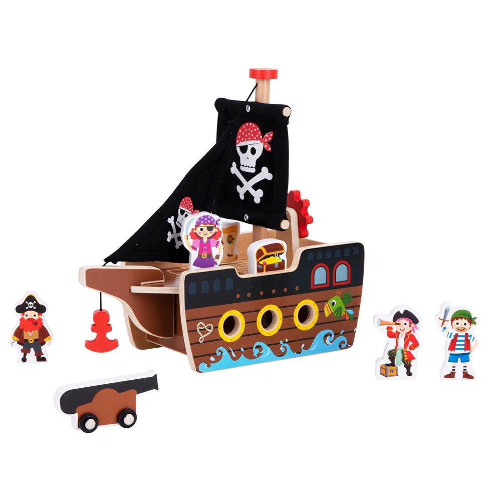 Multi - Tooky Toy - Wooden Pirate Ship - 4