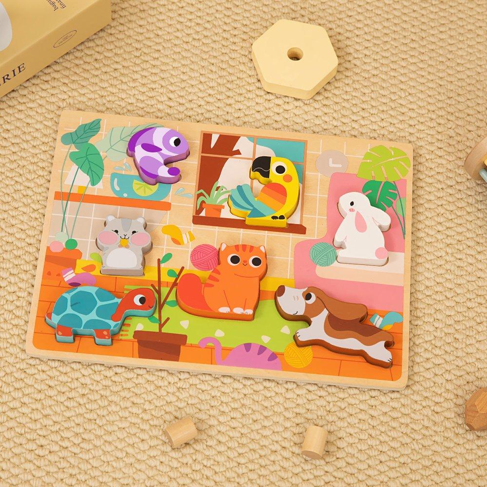 Tooky Toy  Infant Wooden Chunky Pets Puzzle - 