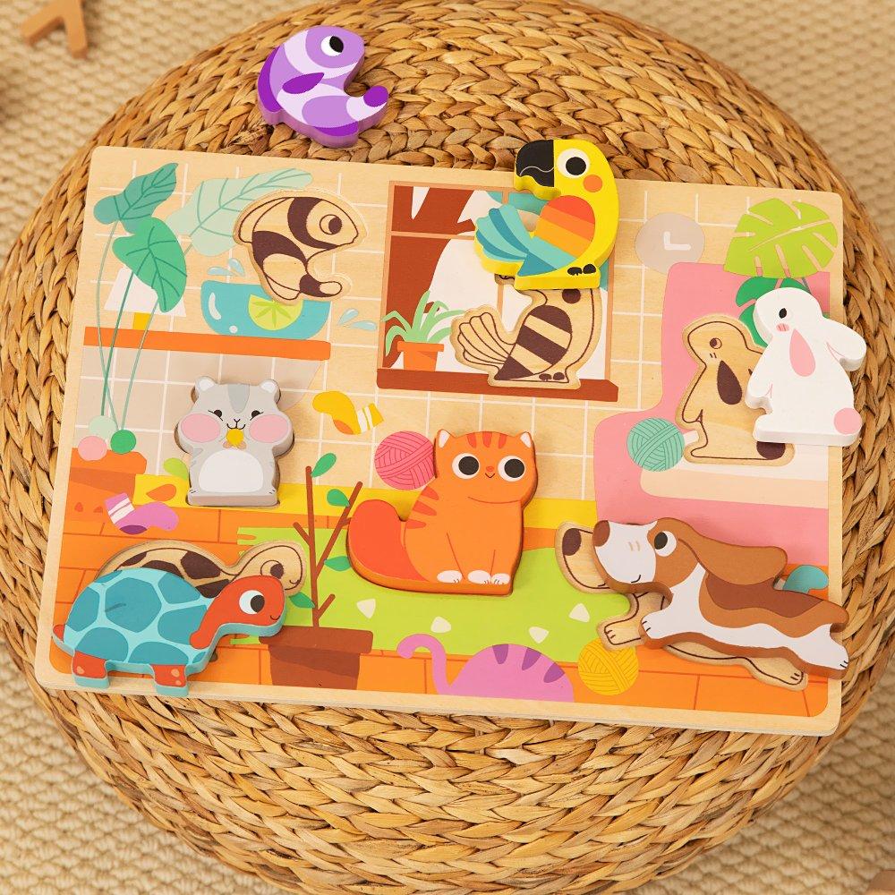 Multi - Tooky Toy - Wooden Chunky Pets Puzzle - 2