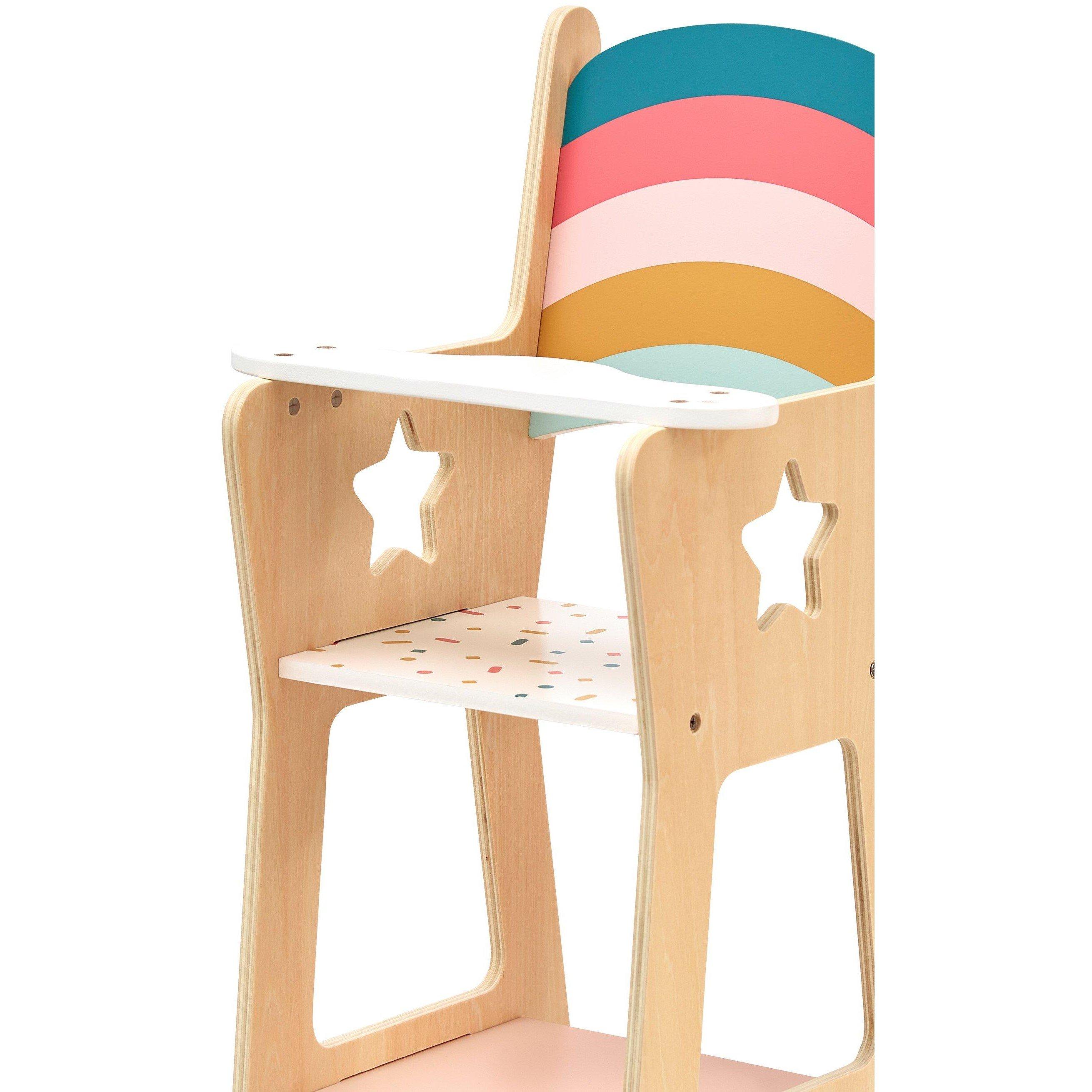 Multi - Tooky Toy - Wooden White Doll High Chair - 4