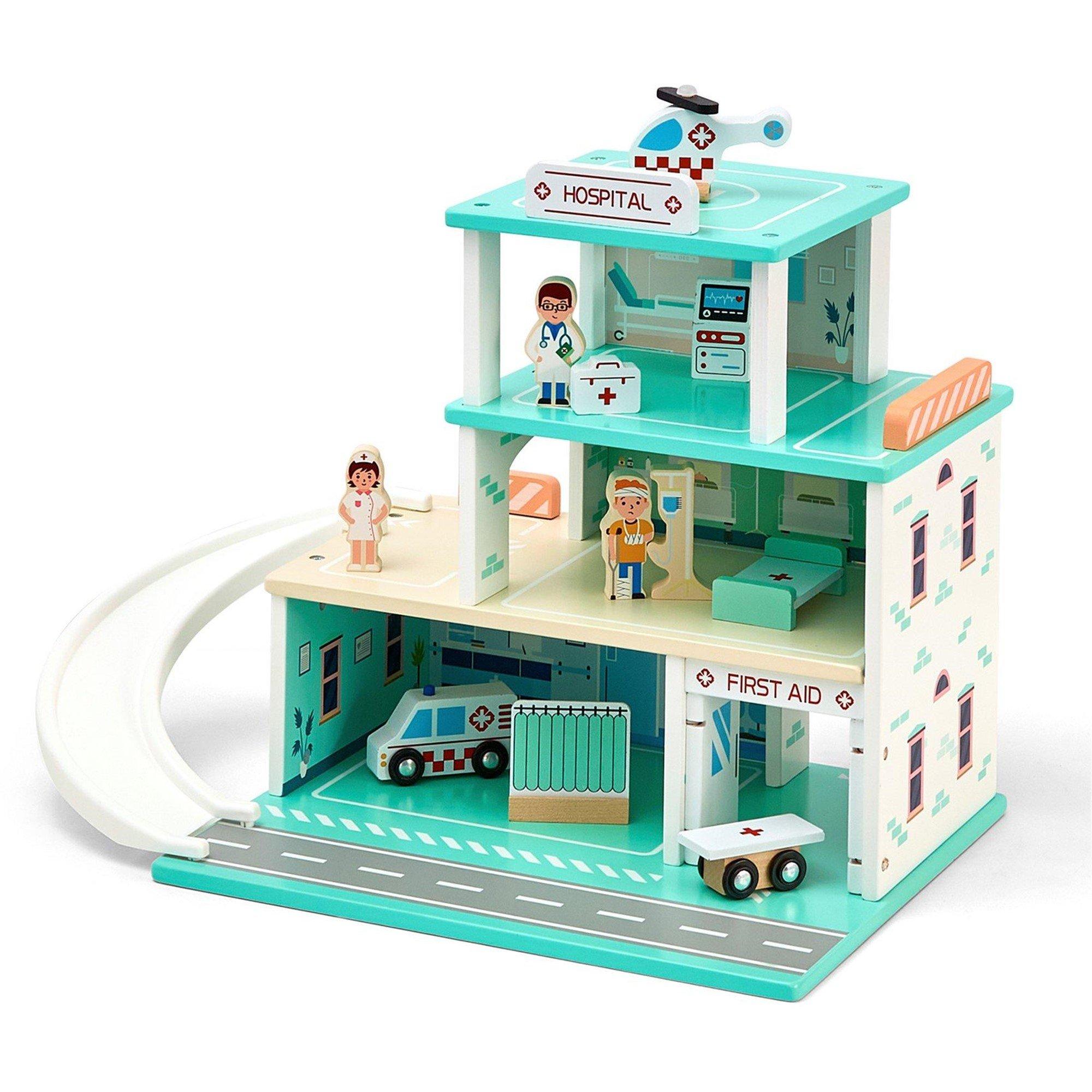 Bleu - Tooky Toy - Wooden Hospital Playset - 3