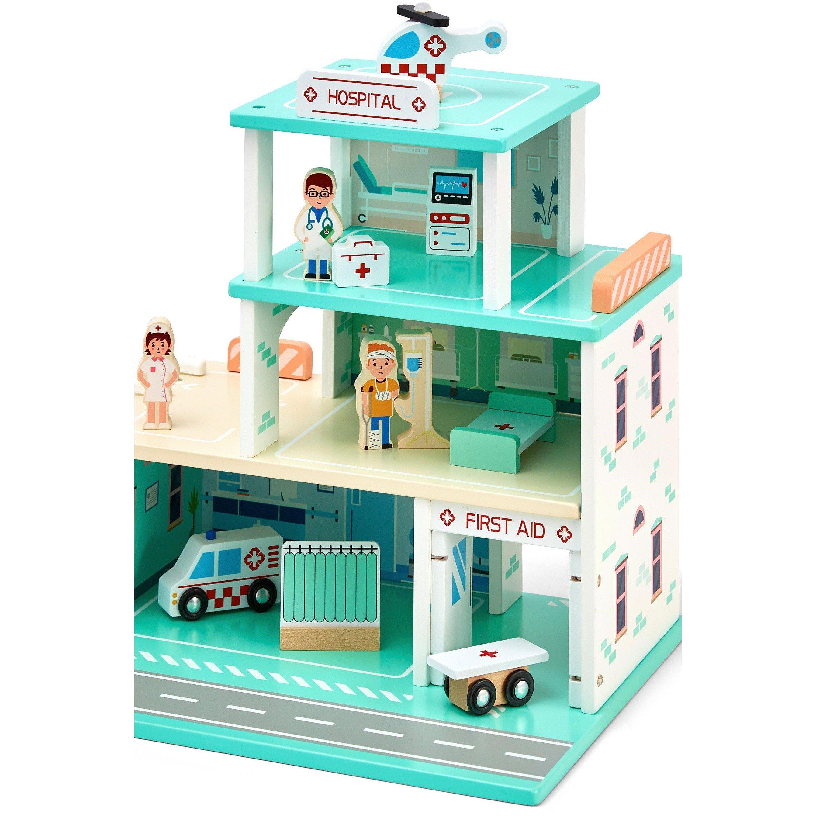 Bleu - Tooky Toy - Wooden Hospital Playset - 5