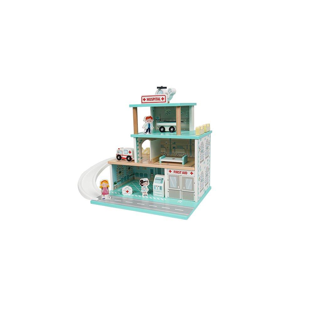 Bleu - Tooky Toy - Wooden Hospital Playset - 8
