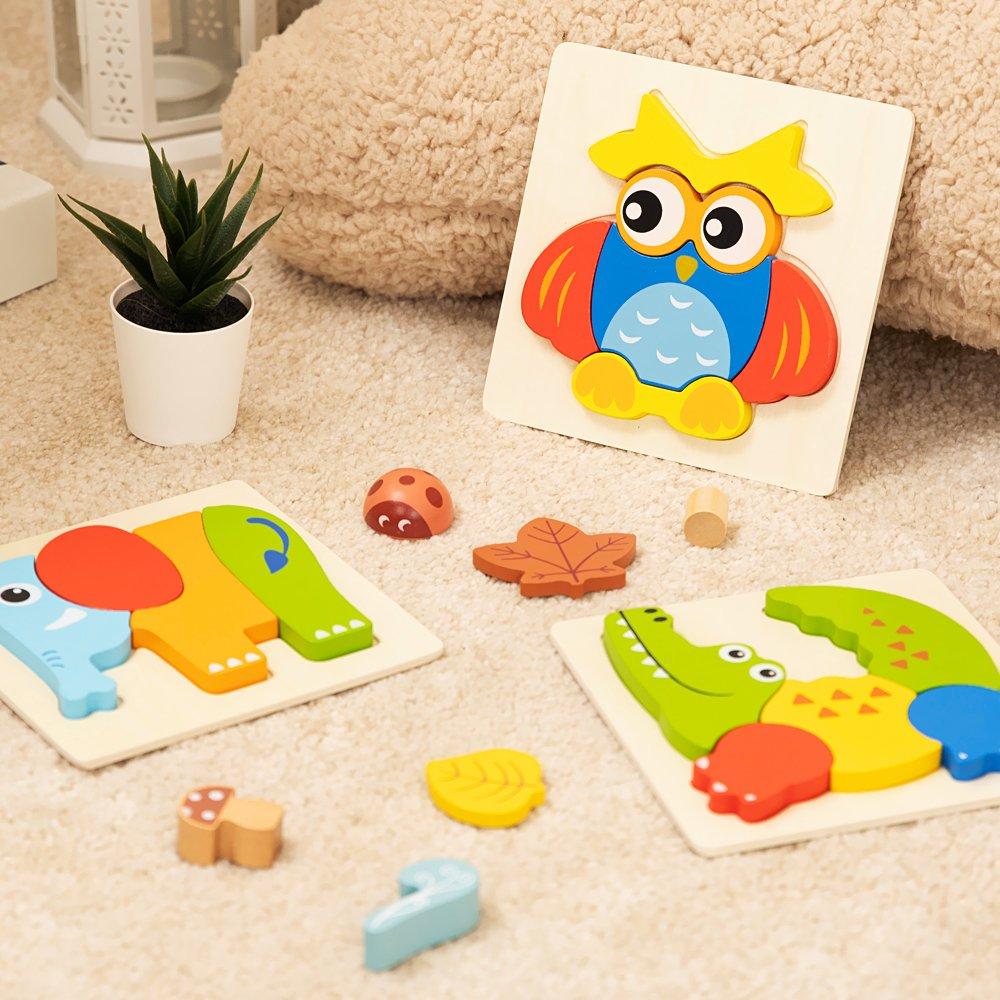 Multi - Tooky Toy - Wooden 3 Piece Animal Puzzle - 2