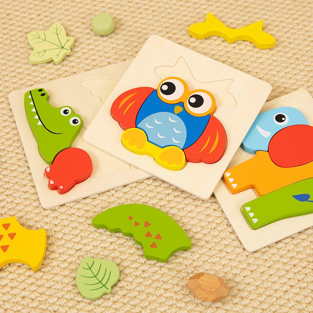 Multi - Tooky Toy - Wooden 3 Piece Animal Puzzle - 3