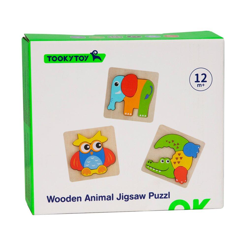 Multi - Tooky Toy - Wooden 3 Piece Animal Puzzle - 5