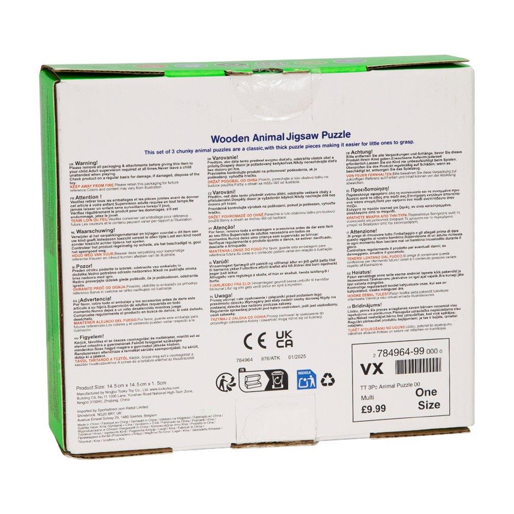 Multi - Tooky Toy - Wooden 3 Piece Animal Puzzle - 6