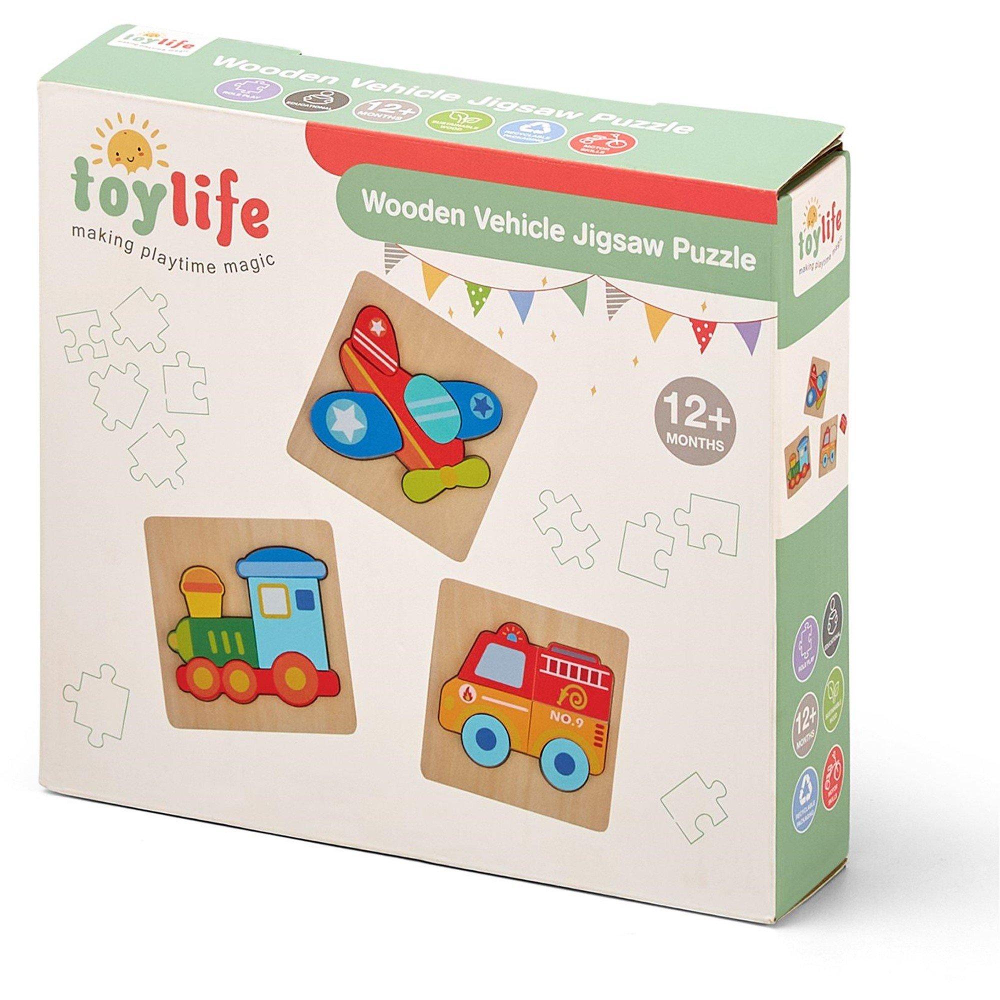 Multi - Tooky Toy - Wooden 3 Piece Vehicle Puzzle - 5
