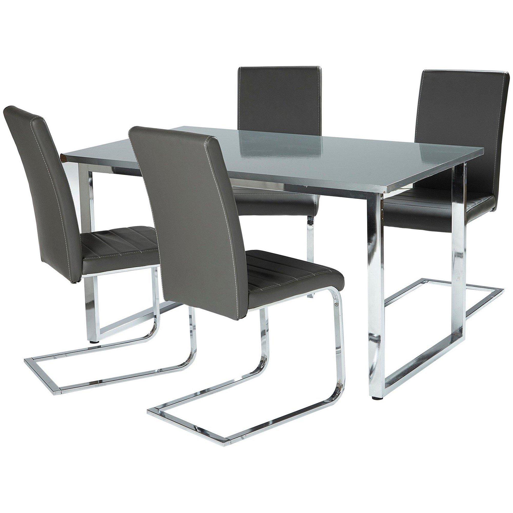 Grey - Homelife - Milan 5pc Gloss Dining Set Grey - 1