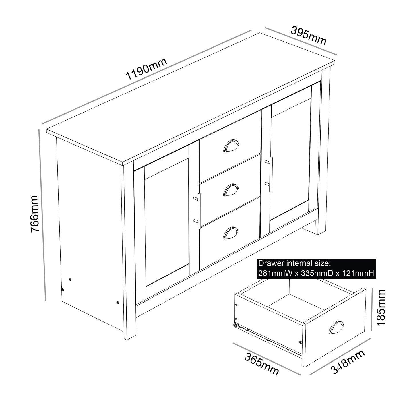 Grey - Jack Wills - Sherbourne 3 Drawer Sideboard - 7