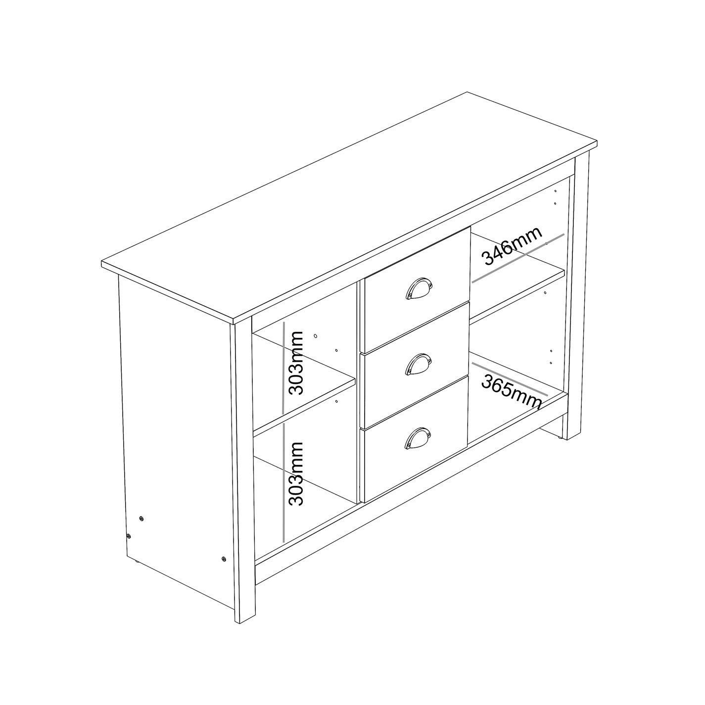 Grey - Jack Wills - Sherbourne 3 Drawer Sideboard - 8