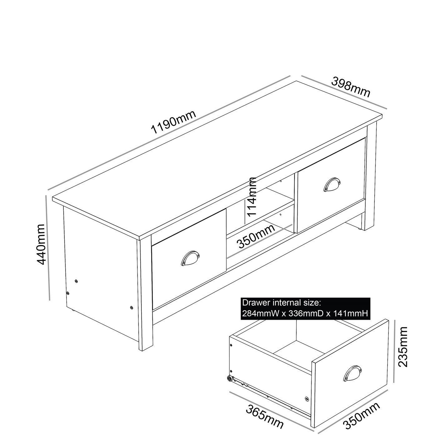 Grey - Jack Wills - 2 Drawer TV Unit - 5