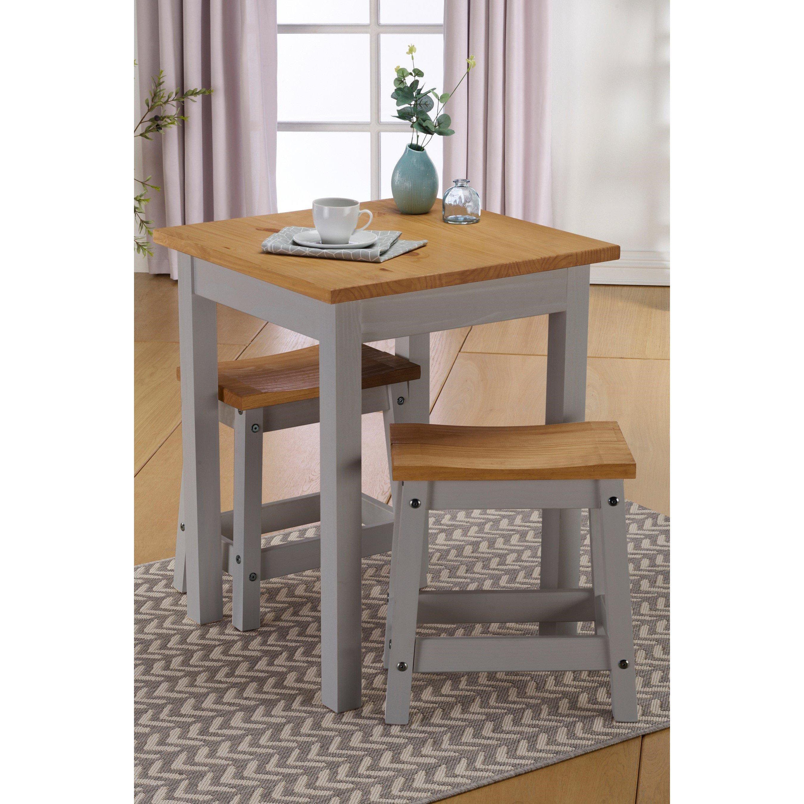 Grey - Homelife - Solid Pine Square Table and Stools Dining Set - 1