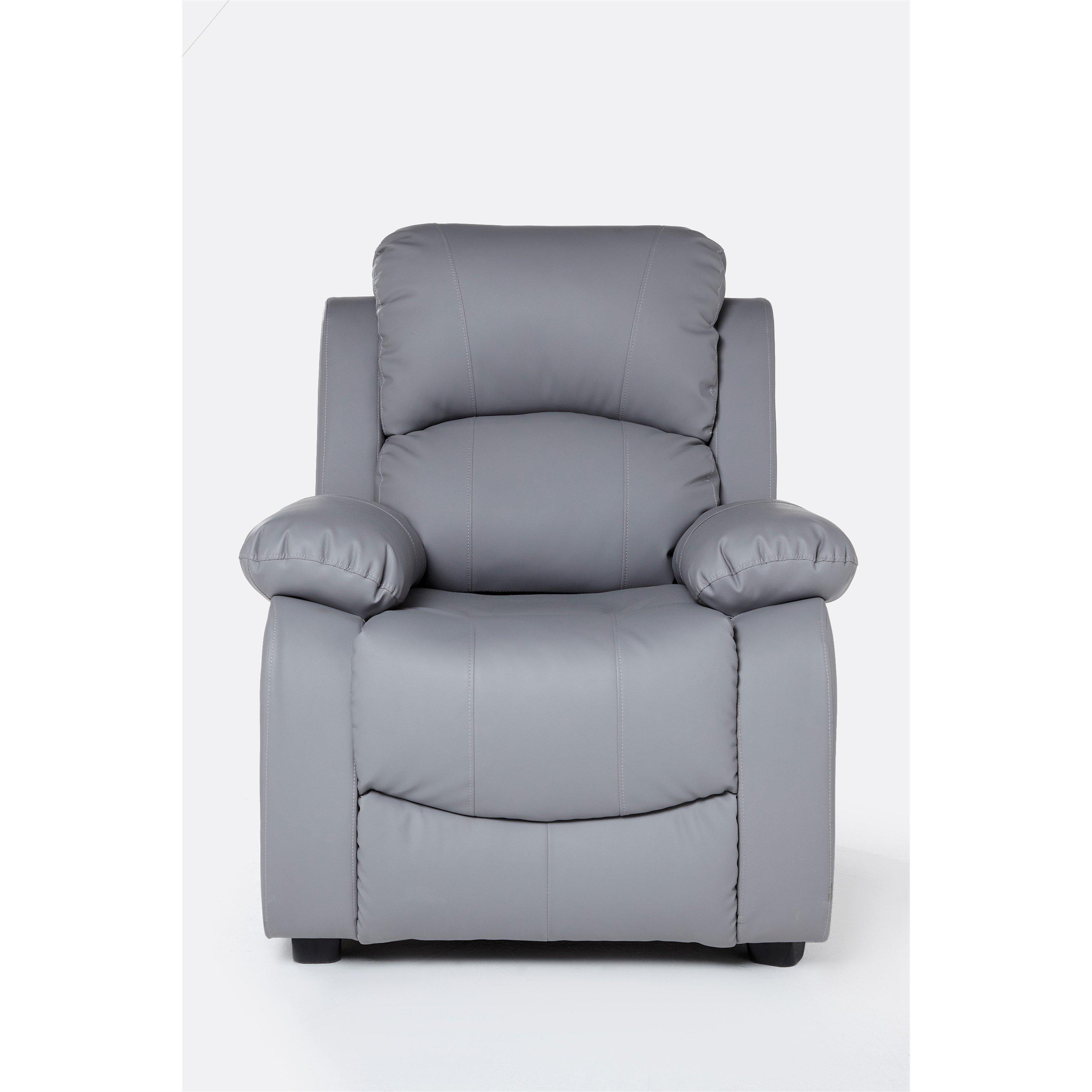 Grey - Homelife - Banbury Faux Leather Armchair - 2