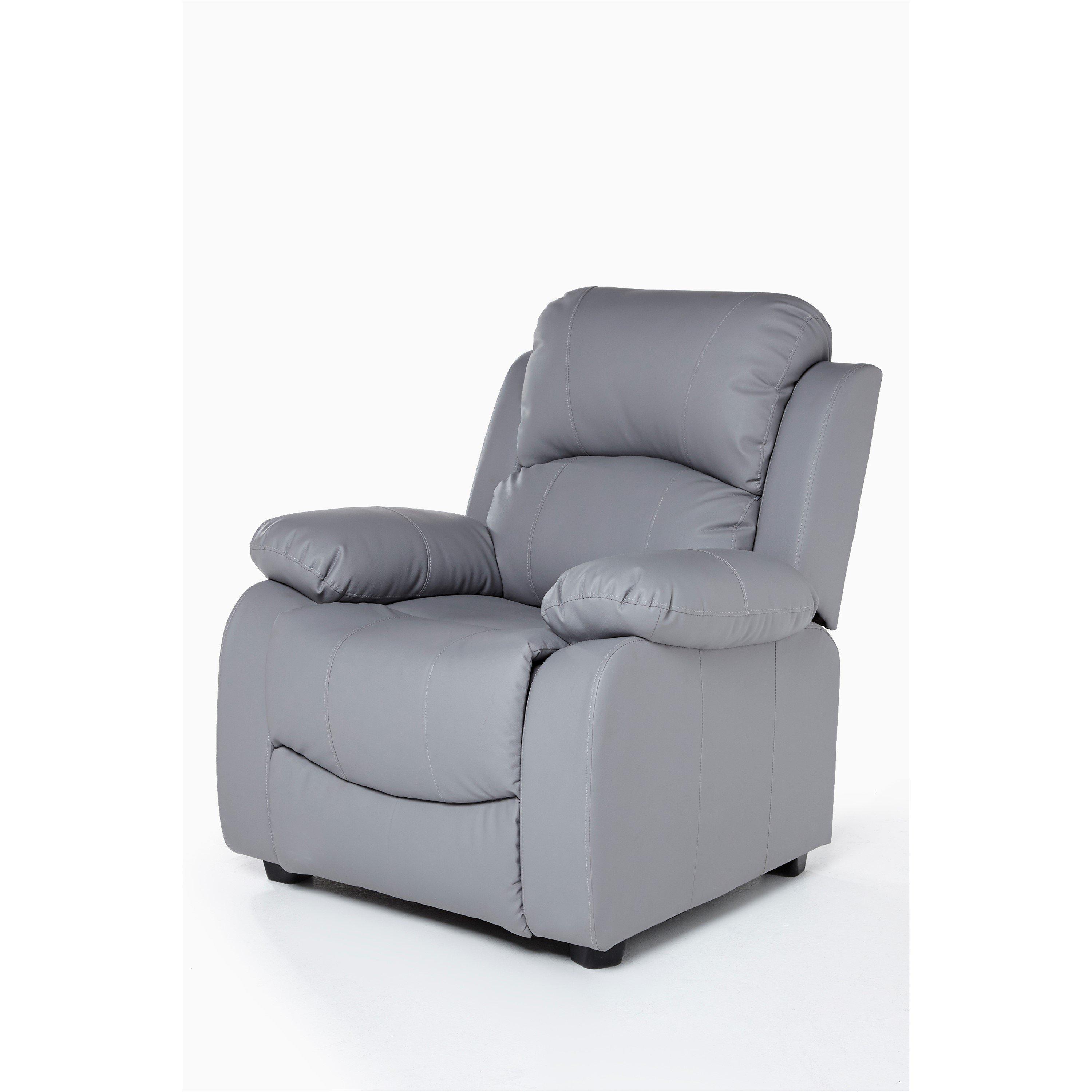Grey - Homelife - Banbury Faux Leather Armchair - 3