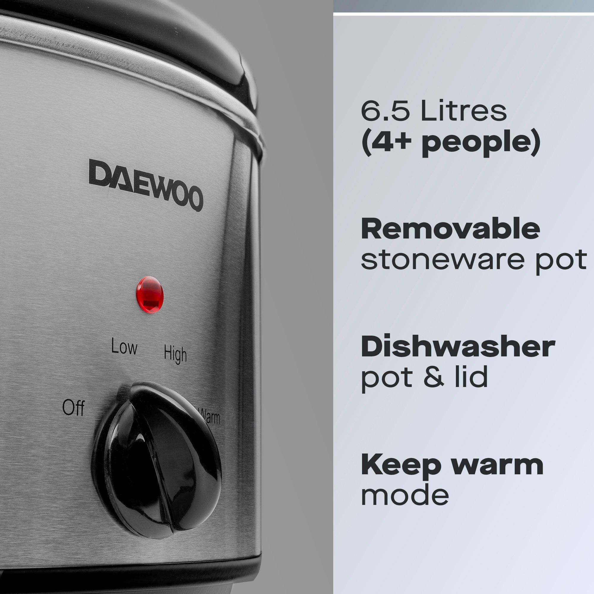 Silver - Daewoo Electricals - 6.5L SLOW COOKER STAINLESS STEEL - 2