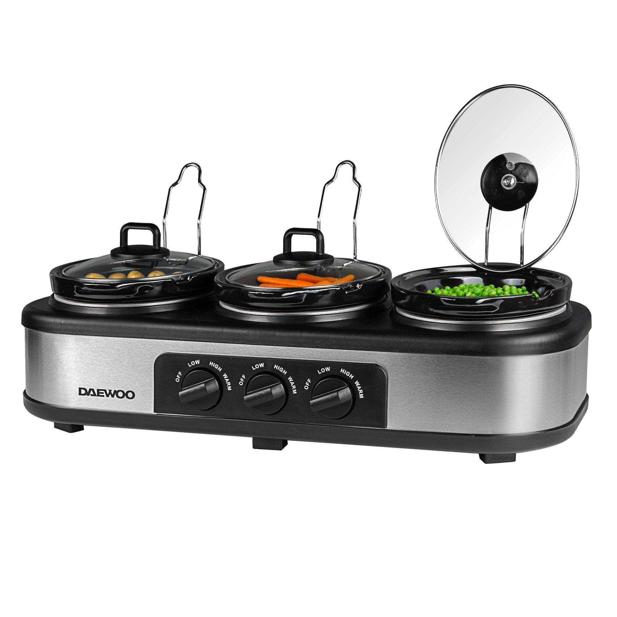 Daewoo Electricals  Daewoo 3X1.5l Triple Slow Cooker - Silver