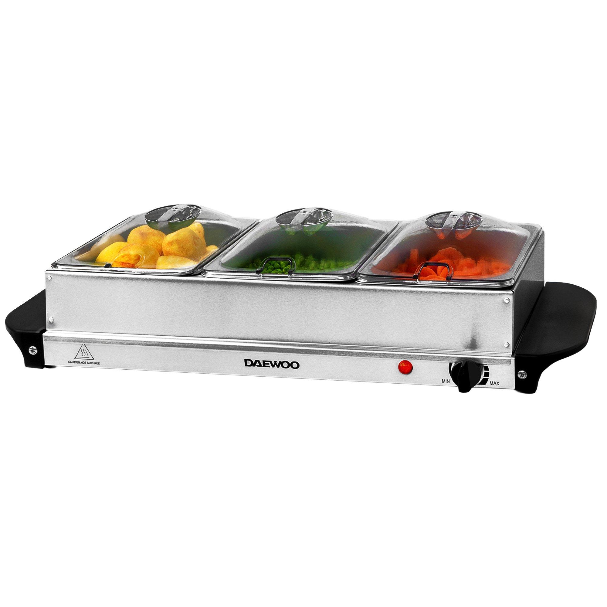 Daewoo Electricals  Egl 4 Pot Large Buffet Server And Hot Plate - Silver