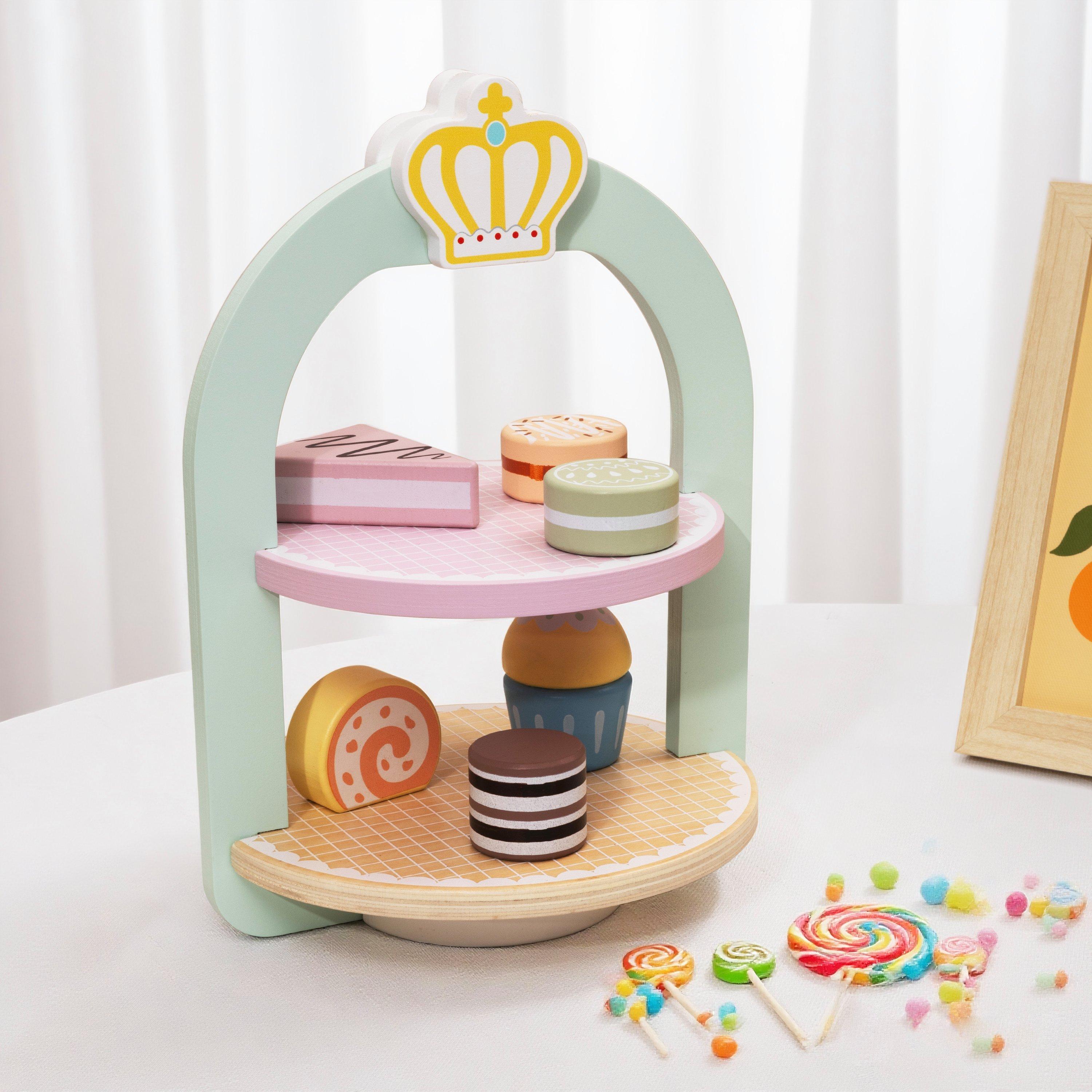 Cake stand 2点 set “ no brand” Tooky Toy Wooden Cake Stand Set | Sports Direct
