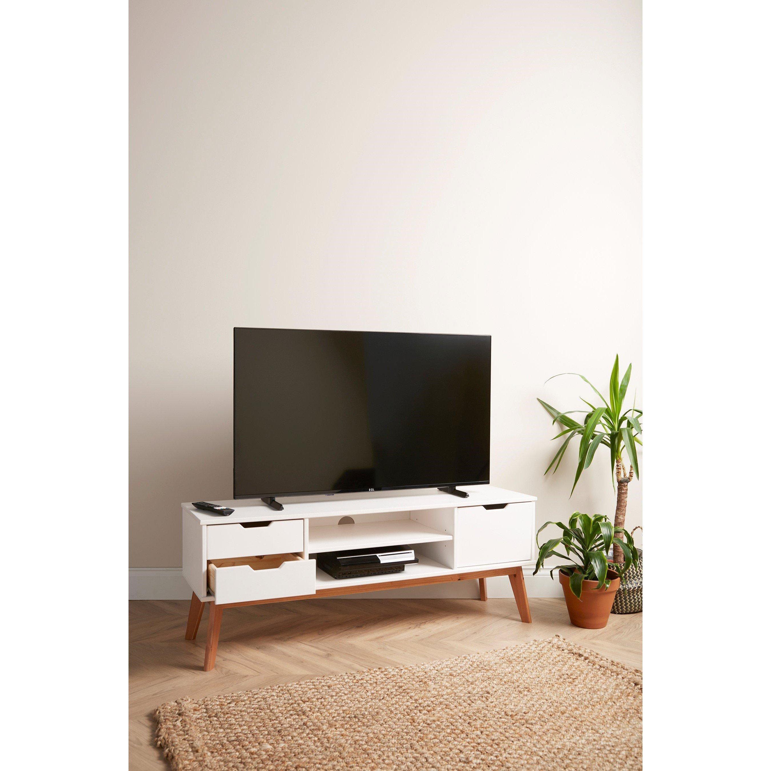 White - Homelife - Bergen Solid Pine TV Unit - 1