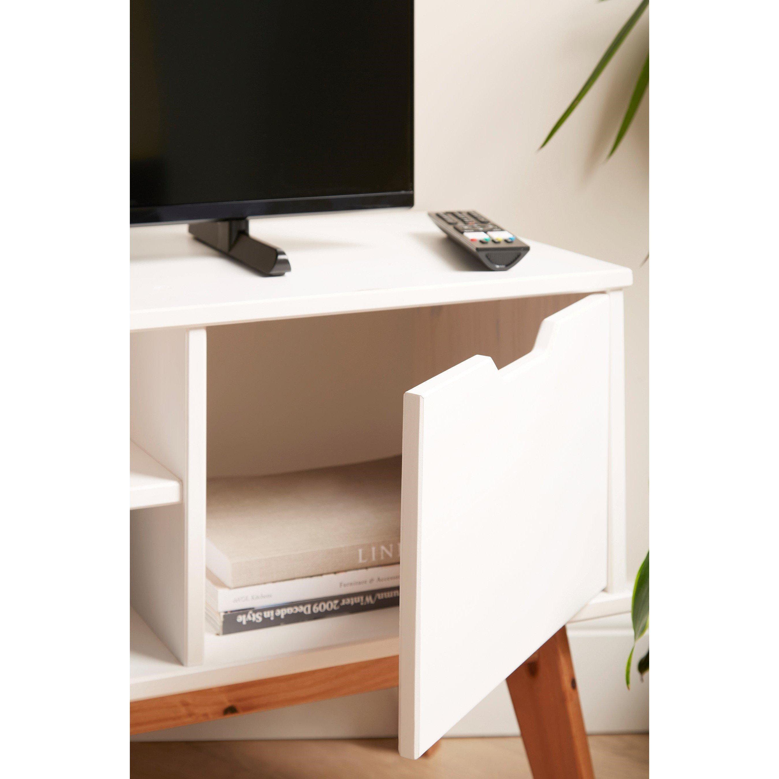 White - Homelife - Bergen Solid Pine TV Unit - 2