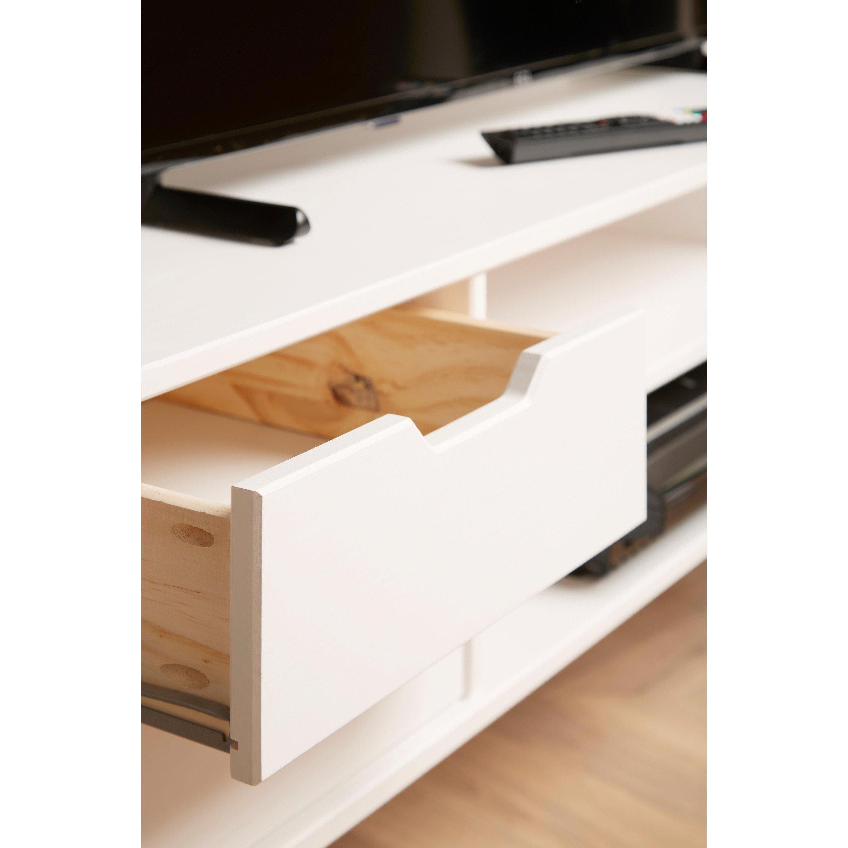 White - Homelife - Bergen Solid Pine TV Unit - 3