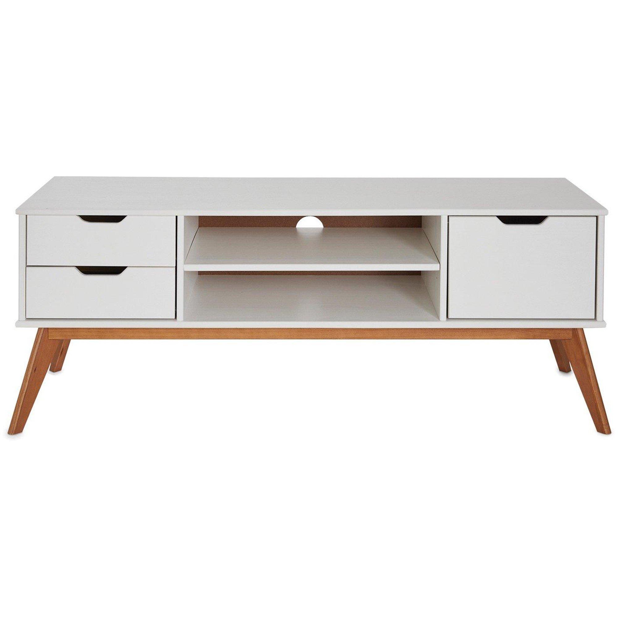 White - Homelife - Bergen Solid Pine TV Unit - 4