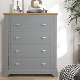 Homelife Tetbury Grey 4 Drawer Chest of Drawers