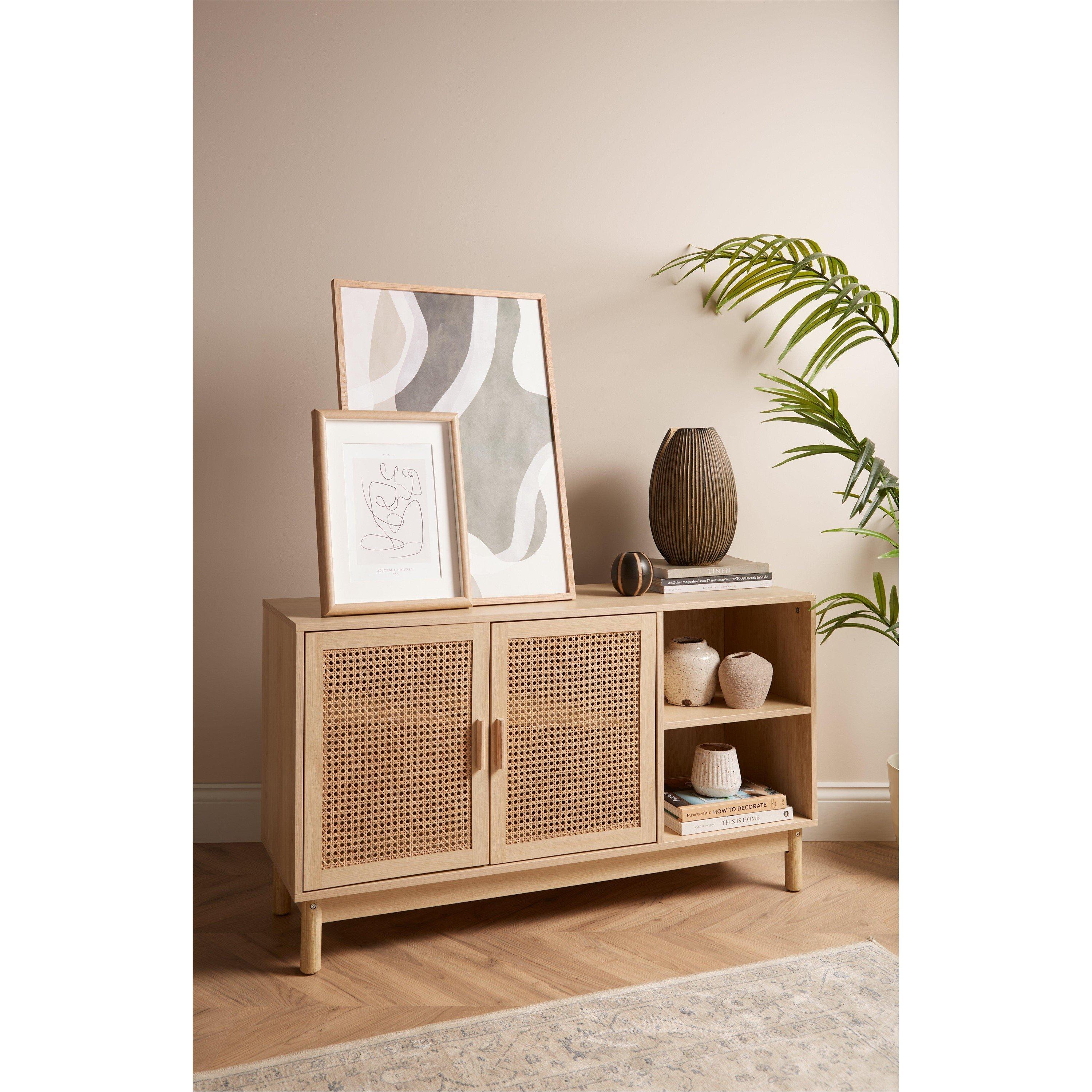 Oak - Homelife - Maya Rattan Fronted Sideboard - 2