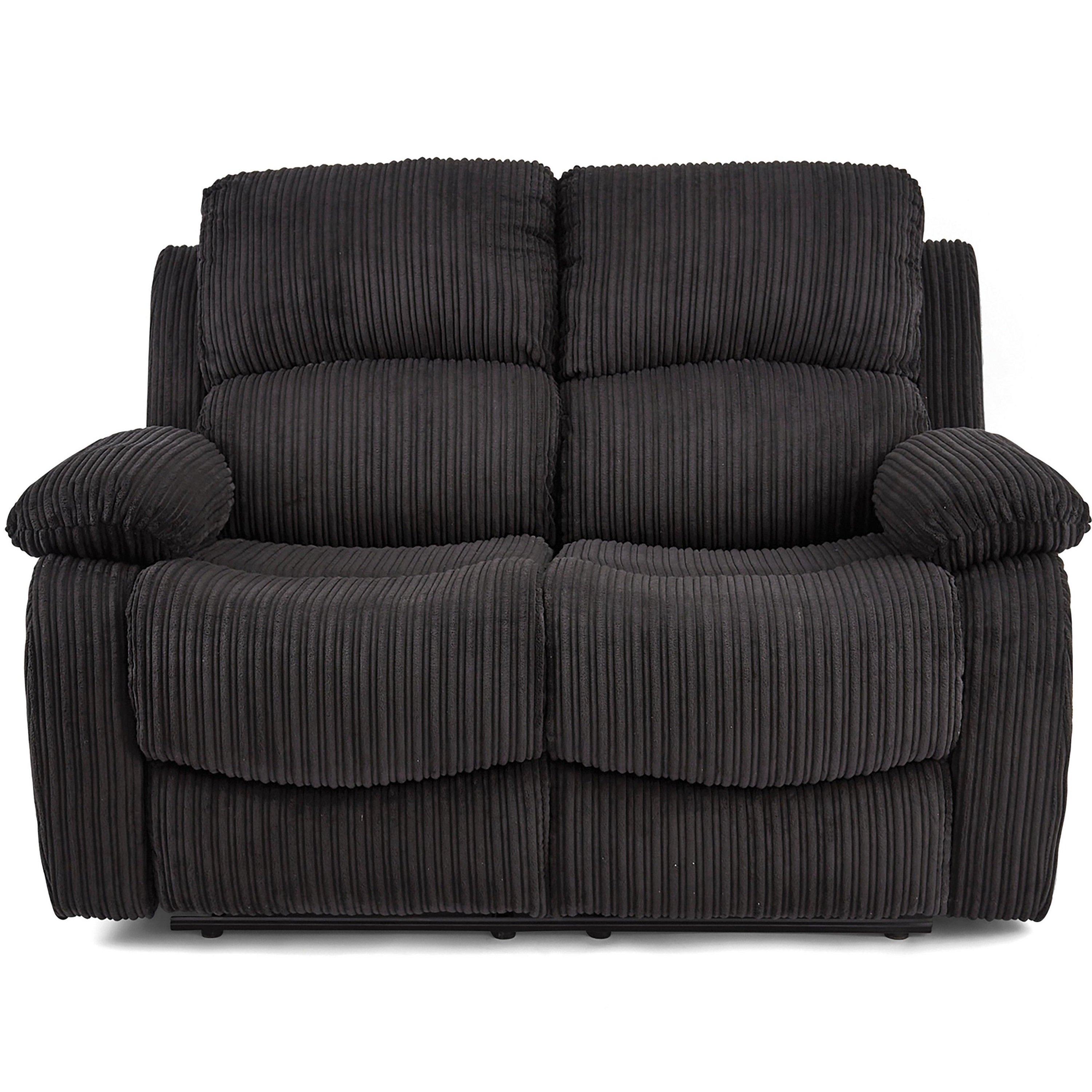 Black - Homelife - Canterbury Jumbo Cord Recliner 2 Seater Sofa - 1
