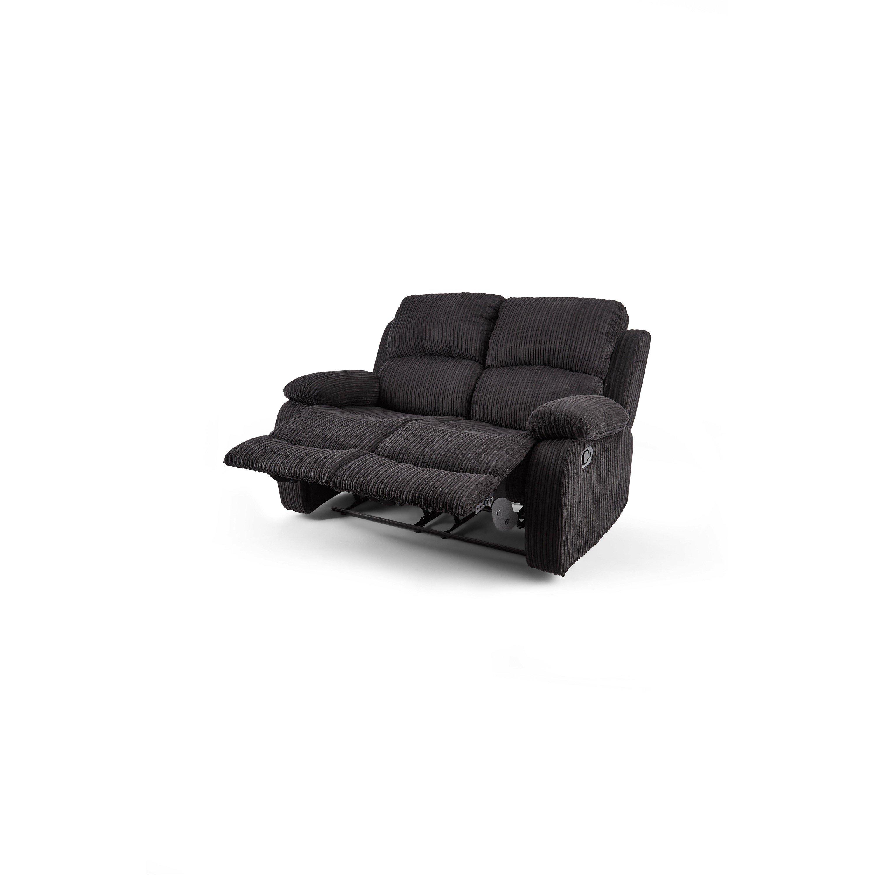 Black - Homelife - Canterbury Jumbo Cord Recliner 2 Seater Sofa - 2