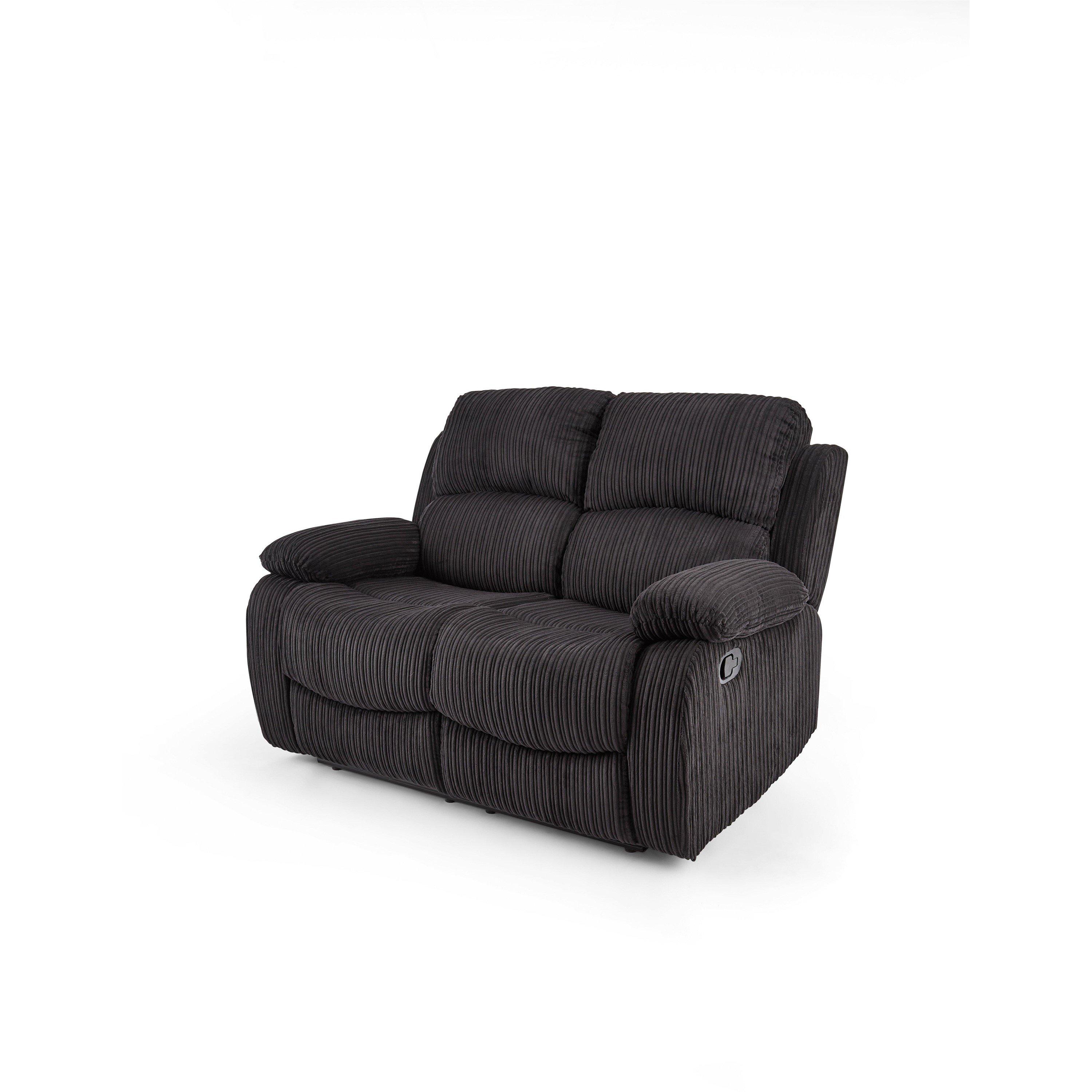 Black - Homelife - Canterbury Jumbo Cord Recliner 2 Seater Sofa - 3