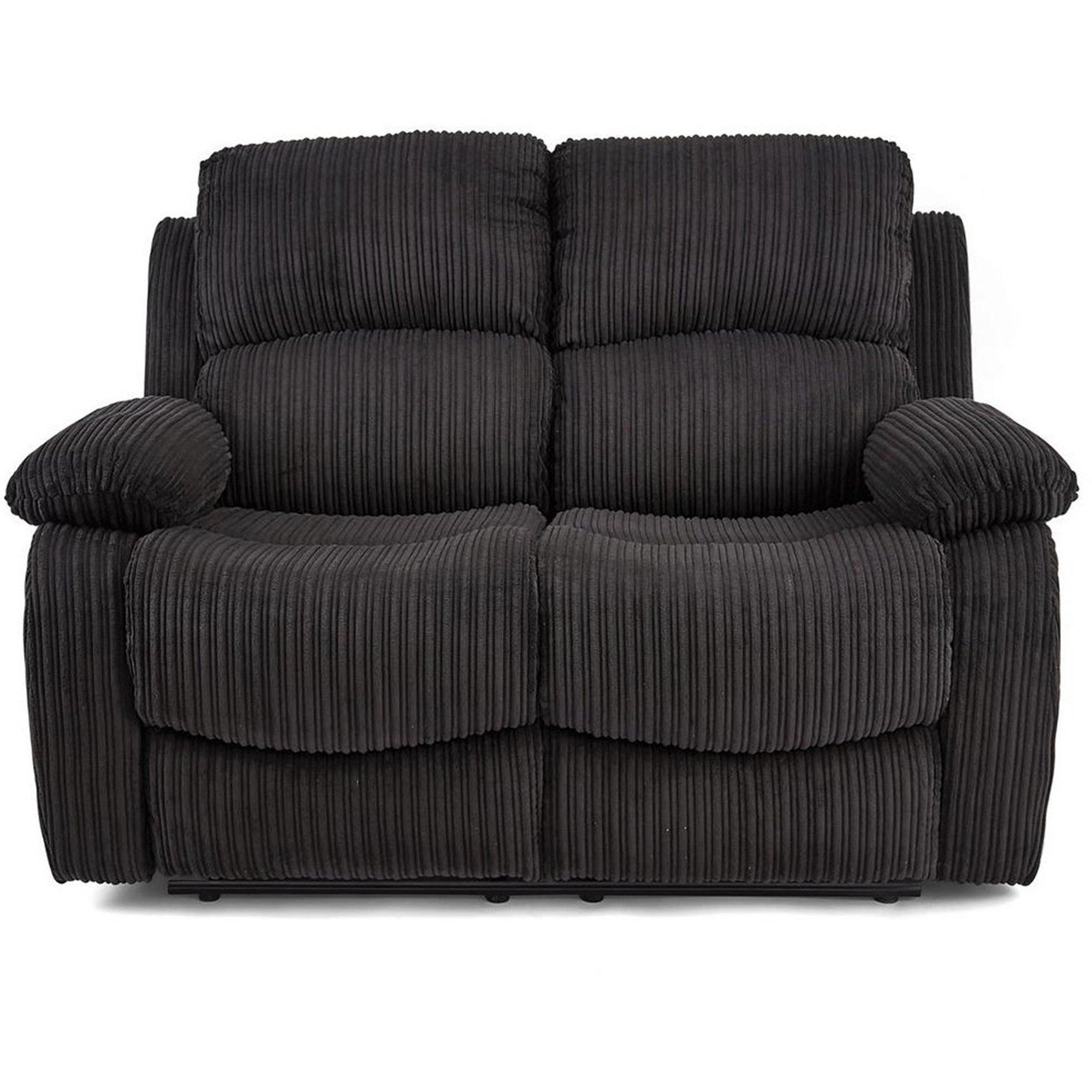 Black - Homelife - Canterbury Jumbo Cord Recliner 2 Seater Sofa - 4