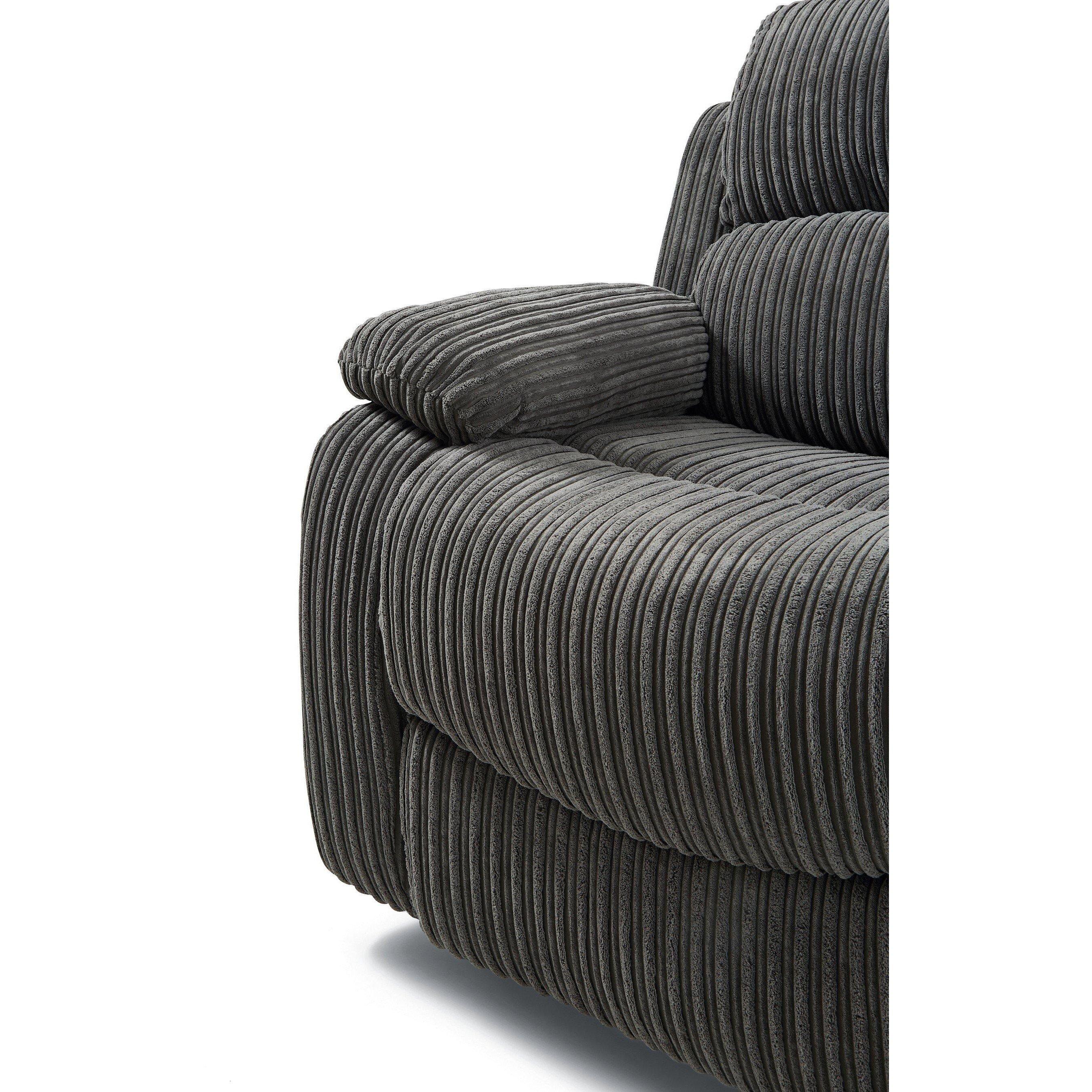 Grey - Homelife - Canterbury Jumbo Cord Recliner 3 Seater Sofa - 4