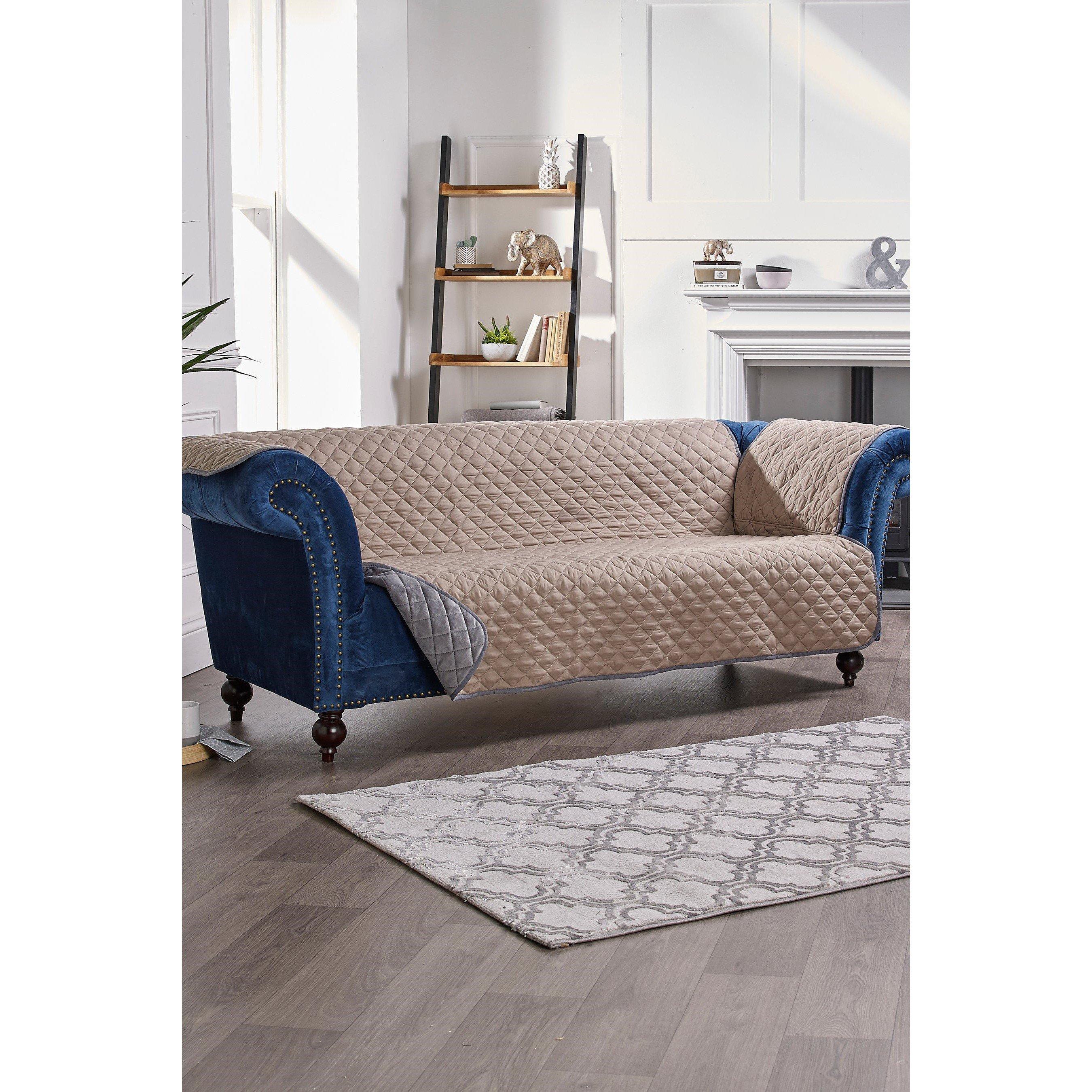 Grey - Homelife - Reversible Faux Velvet Furniture Protector - 2