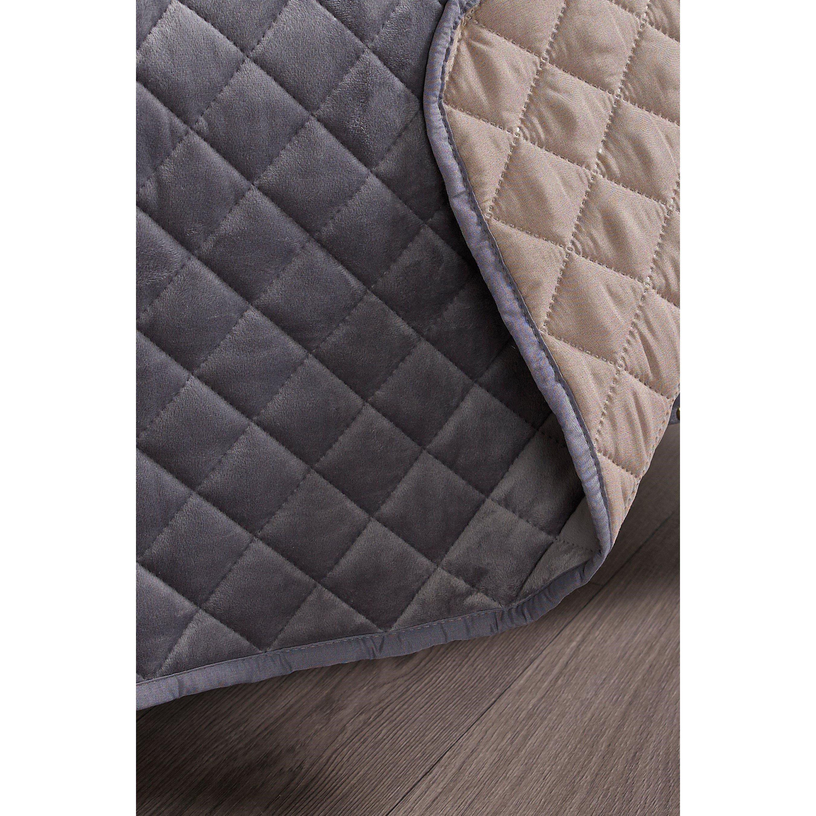Grey - Homelife - Reversible Faux Velvet Furniture Protector - 4