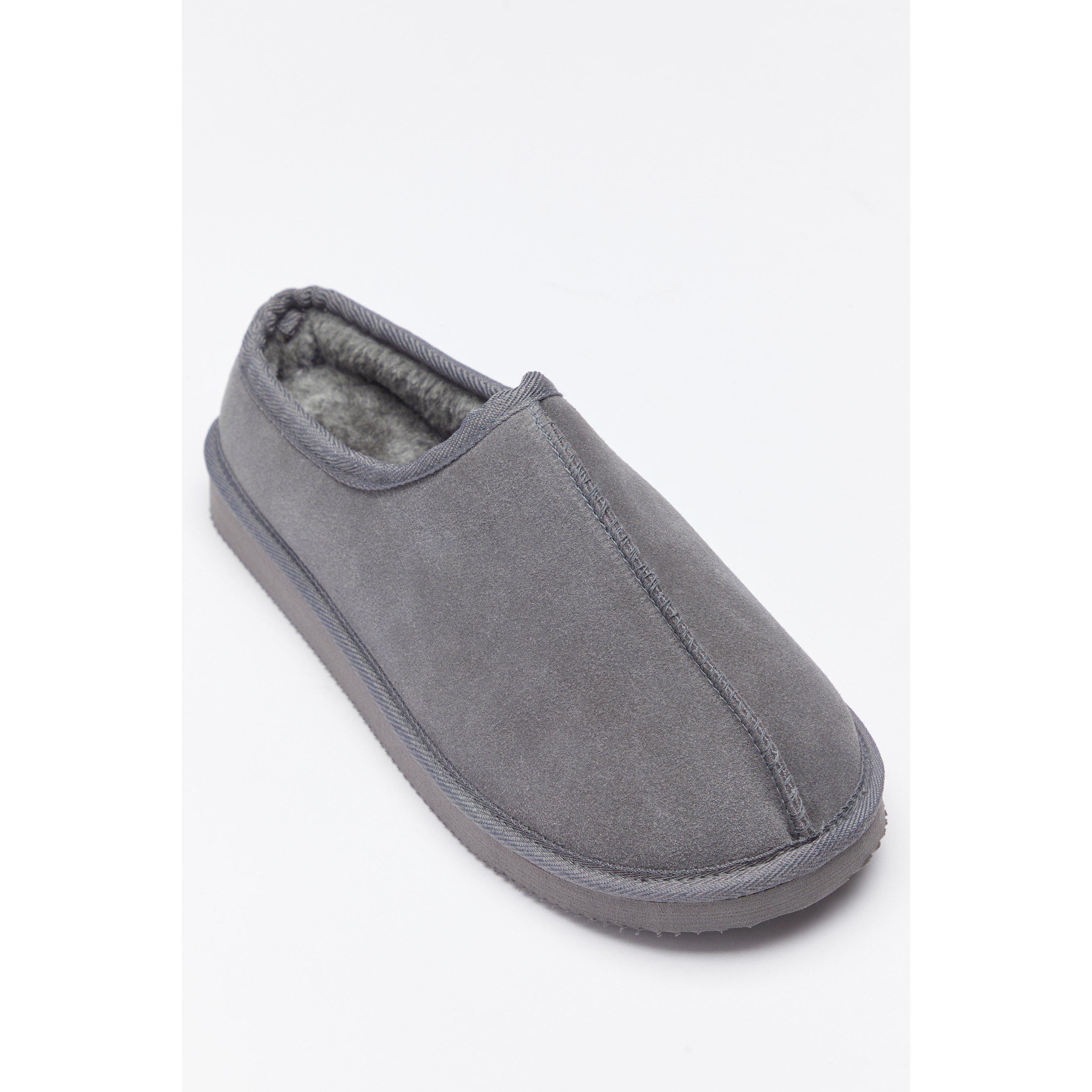 Grijs - Studio - Suede Chunky Mule Slipper - 5