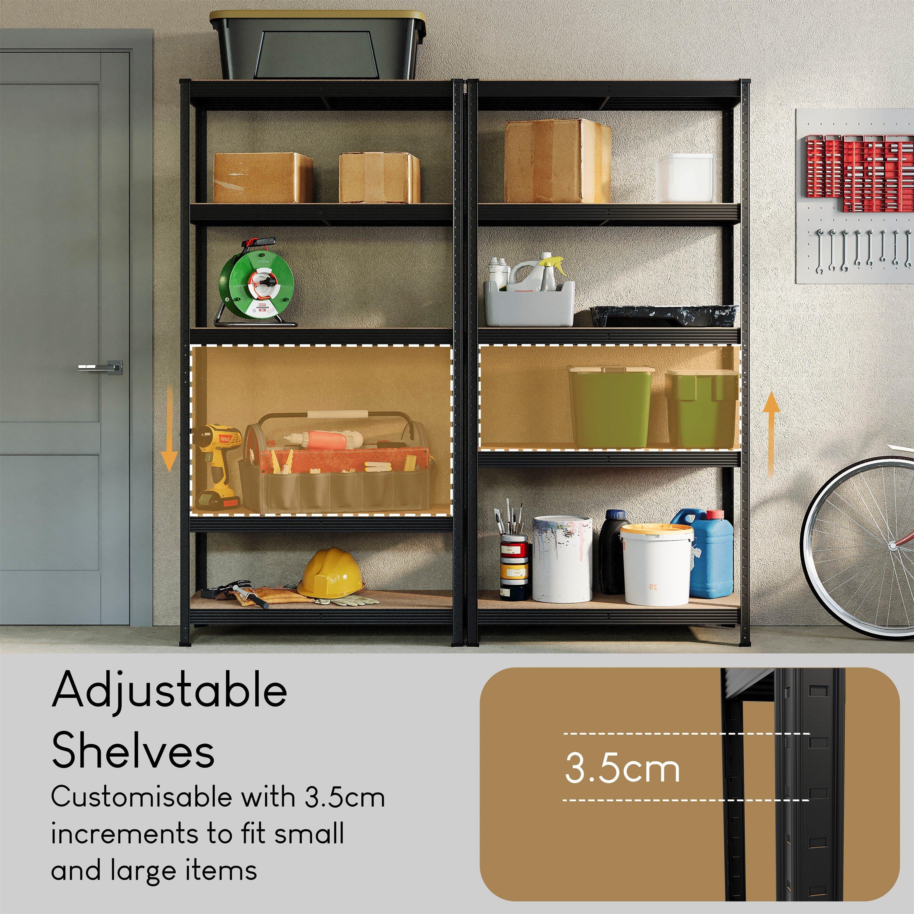 Black - Lassic - Home Vida 5 Tier Garage Shelf, Large - 5