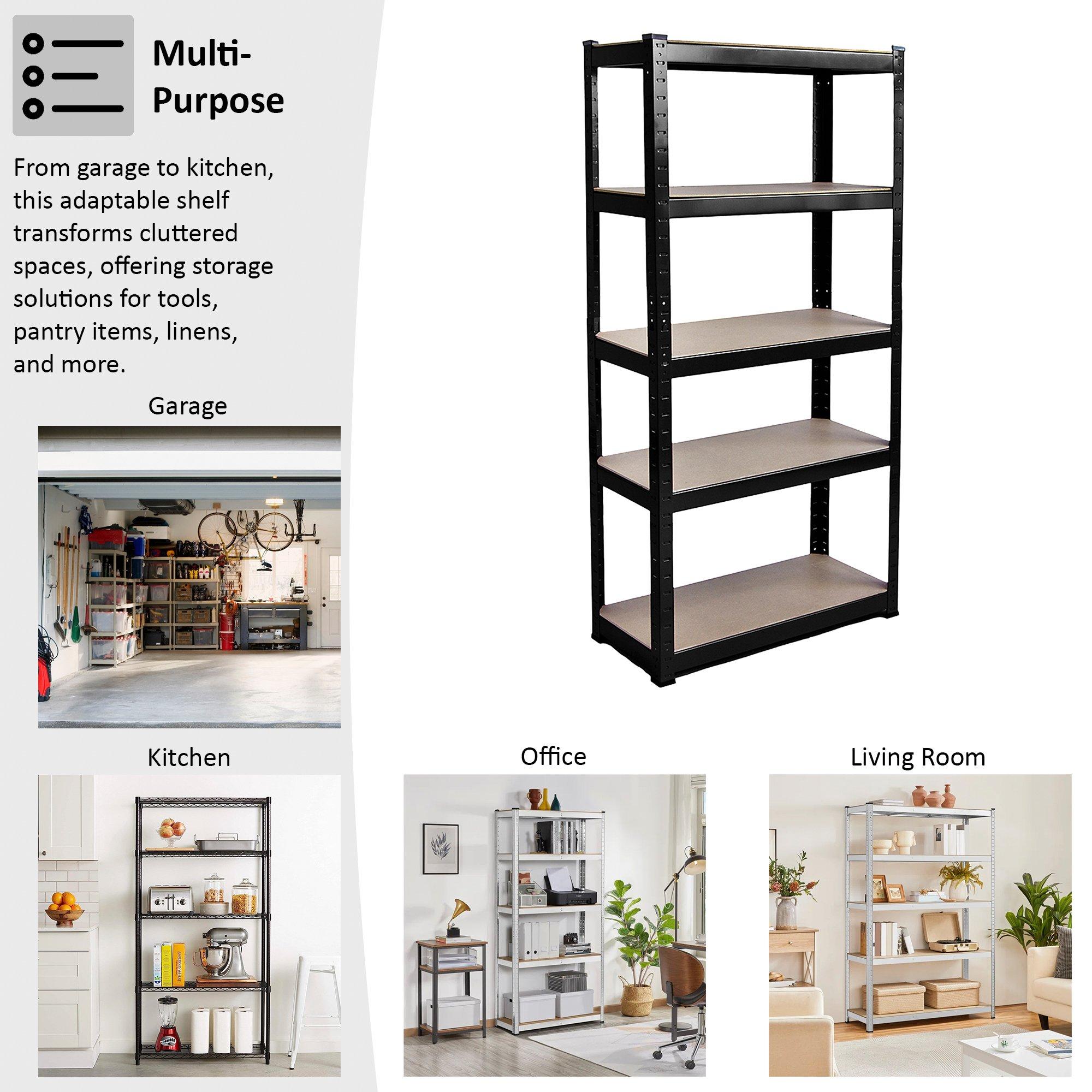 Black - Lassic - Home Vida 5 Tier Garage Shelf, Large - 6
