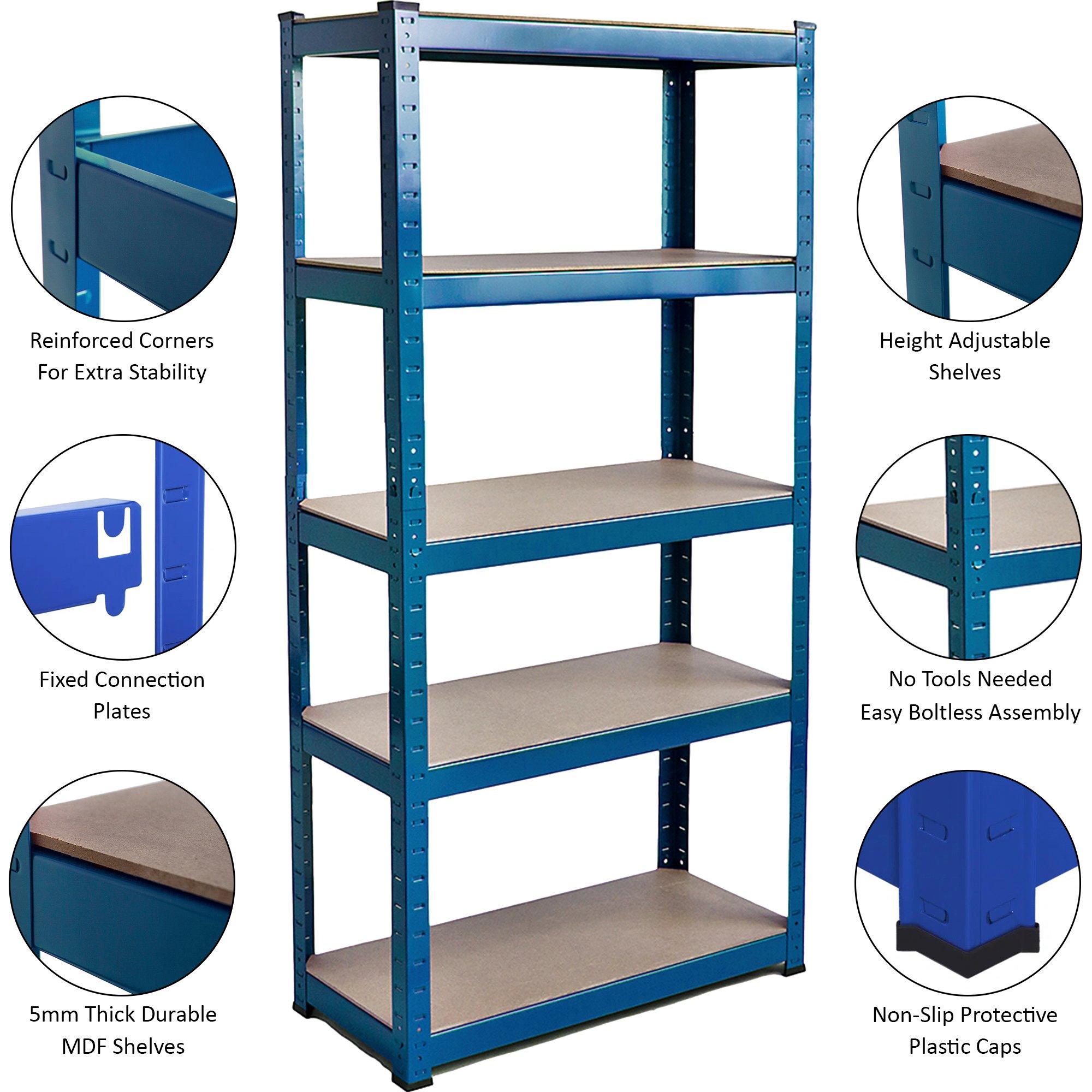 Blue - Lassic - Home Vida 5 Tier Garage Shelf, Large - 7