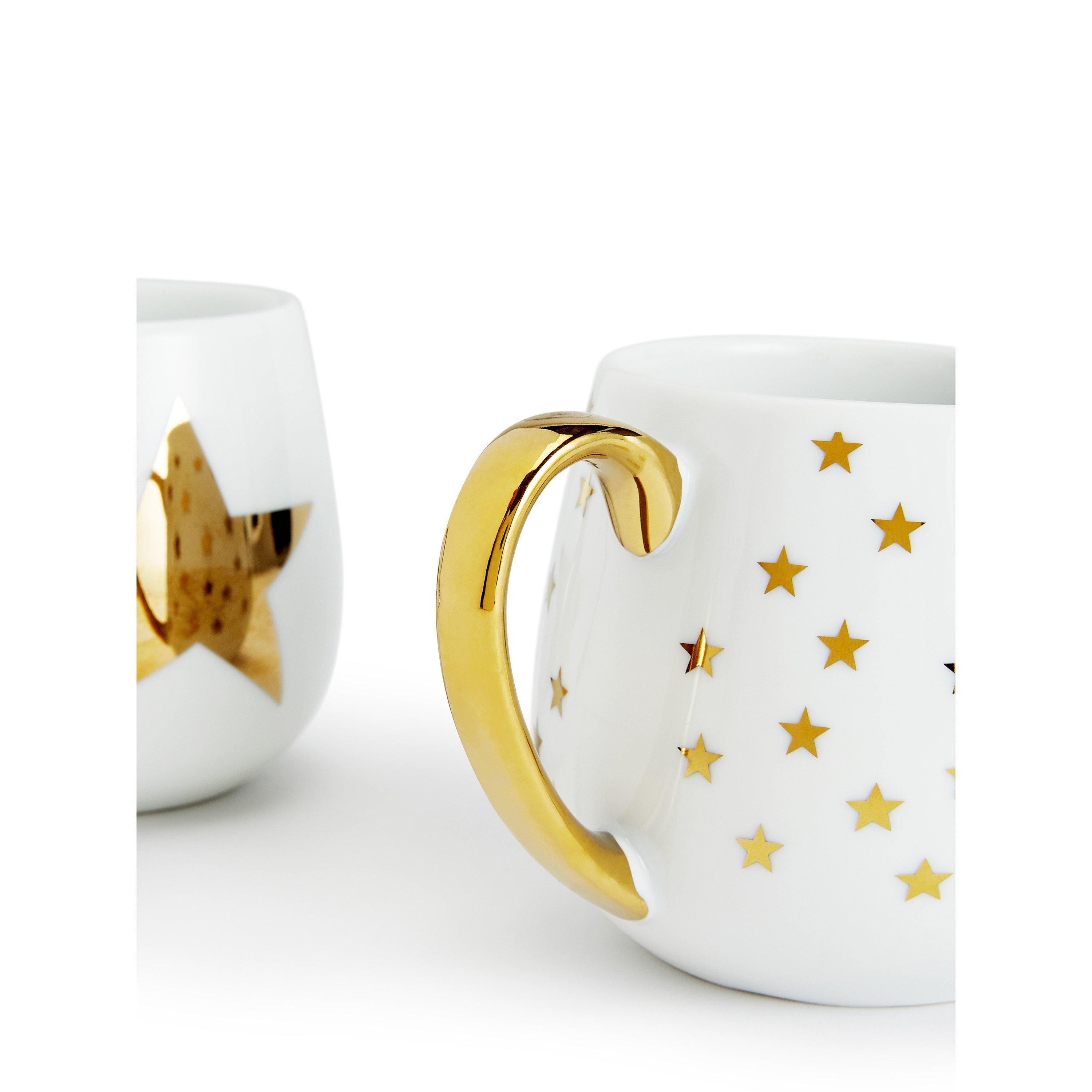 Waterside 4 Gold Star Hug Mugs | Sports Direct