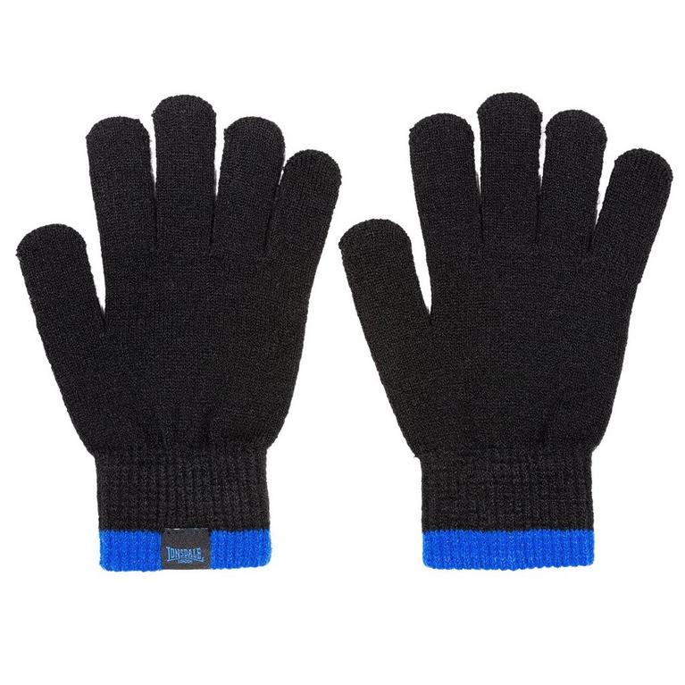 Noir/Bleu - Lonsdale - Junior Winter Hat and Gloves Set - 4