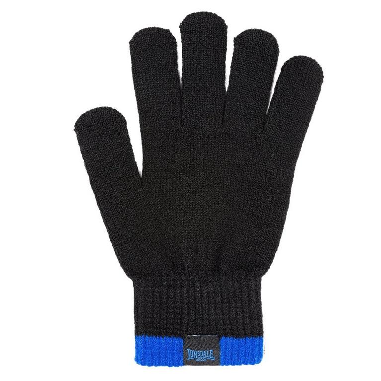 Noir/Bleu - Lonsdale - Junior Winter Hat and Gloves Set - 5