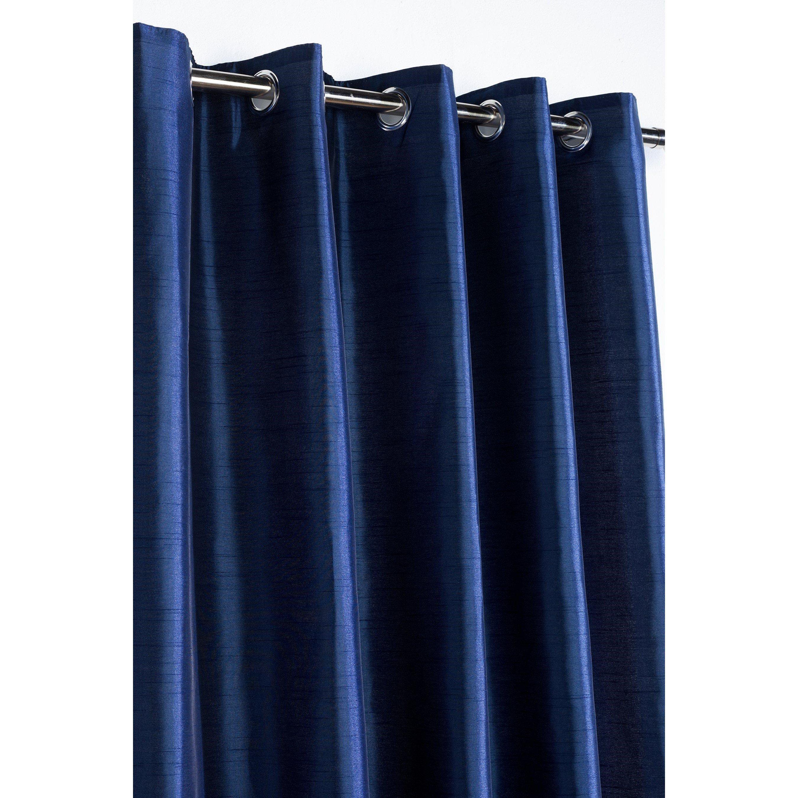Navy - Homelife - Faux Silk Eyelet Curtains - 3