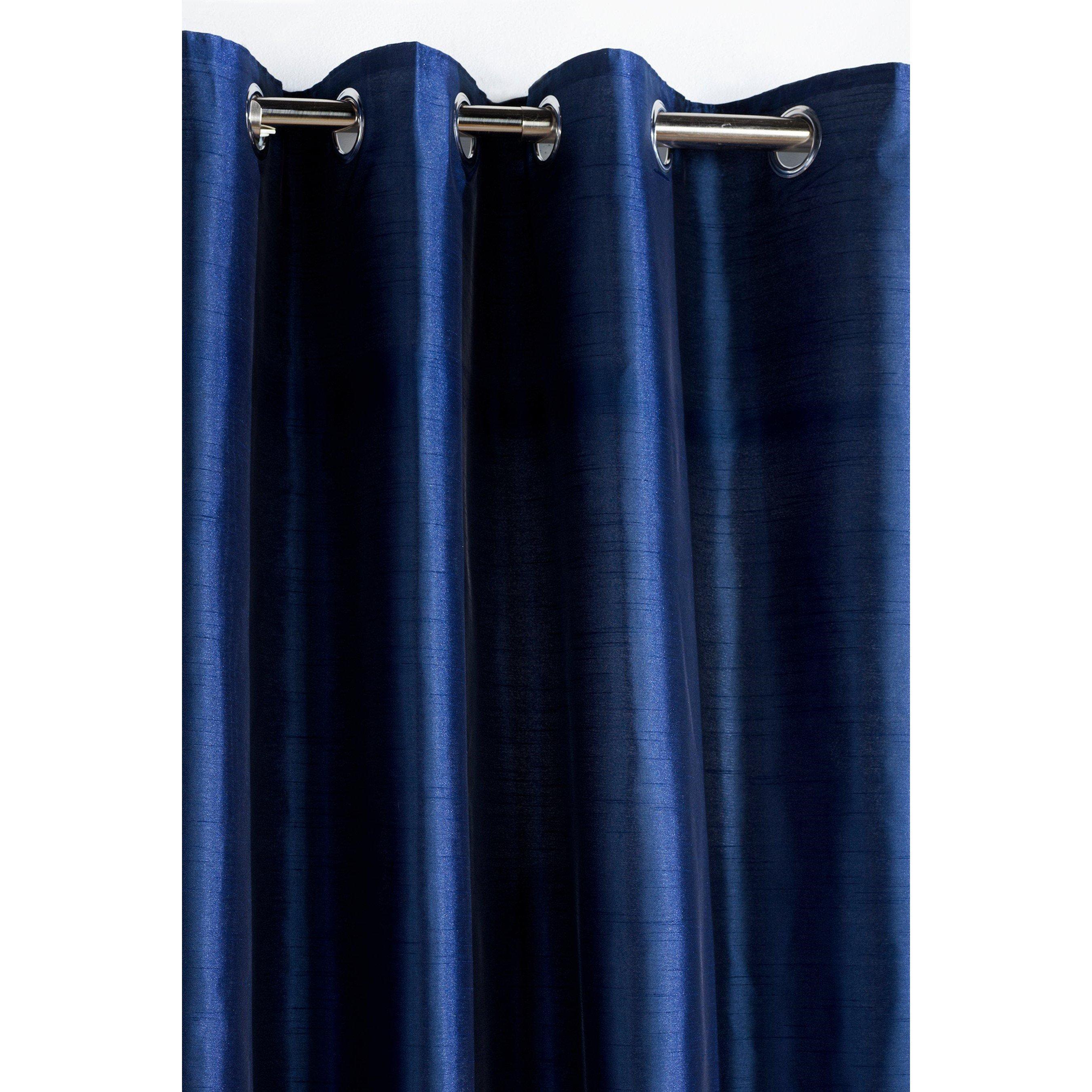 Navy - Homelife - Faux Silk Eyelet Curtains - 4