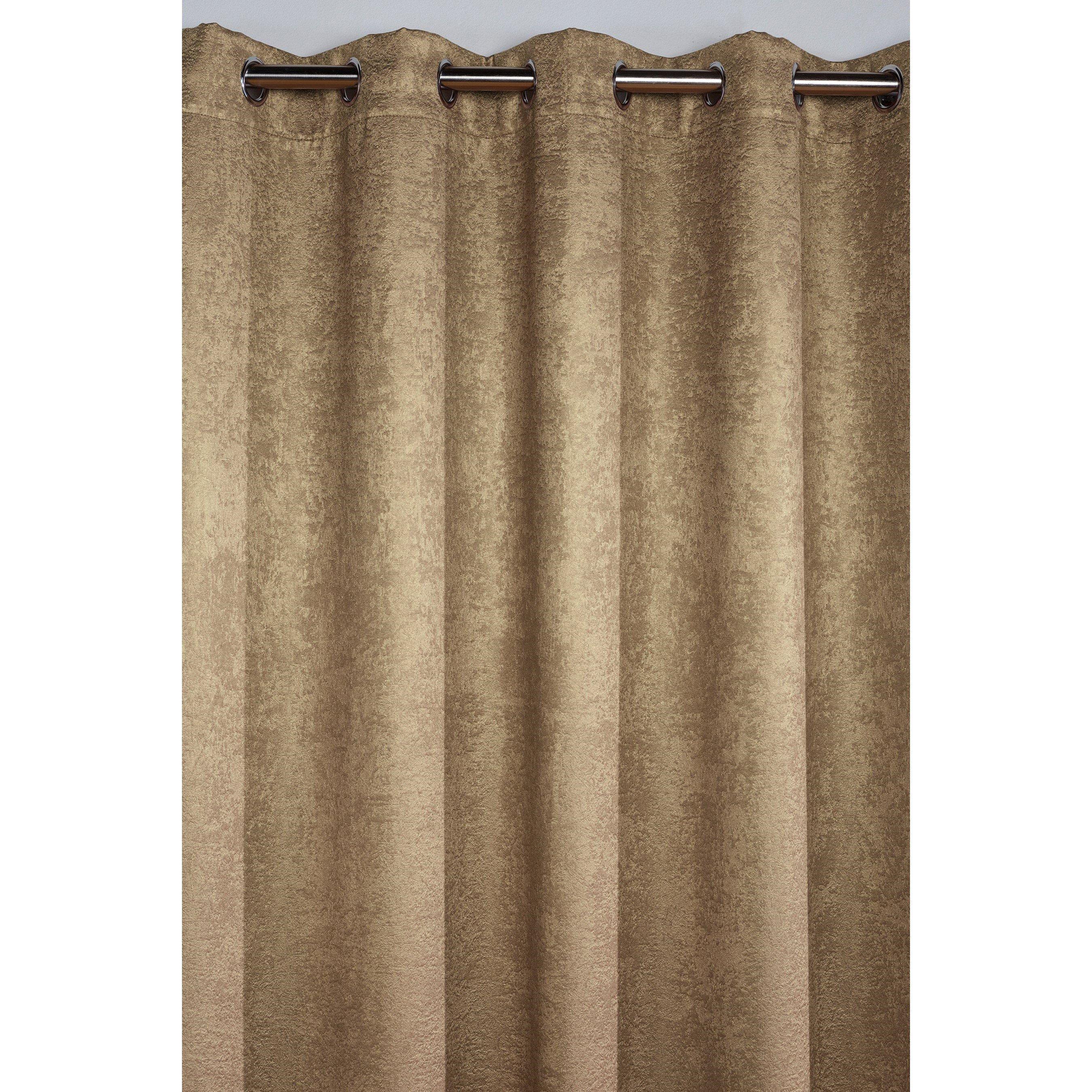 Latte - Homelife - Crinkle Woven Blackout Eyelet Curtains - 3