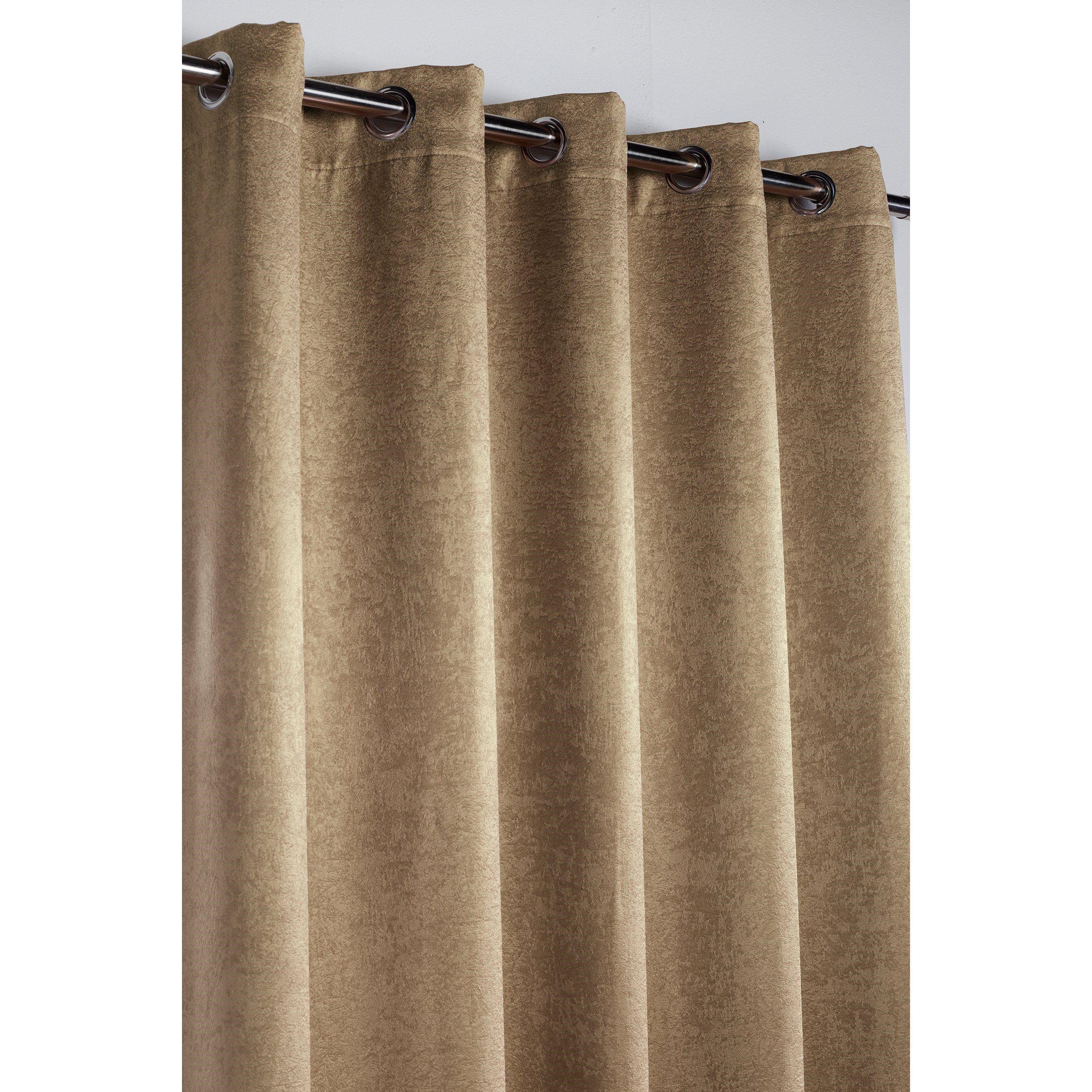 Latte - Homelife - Crinkle Woven Blackout Eyelet Curtains - 4