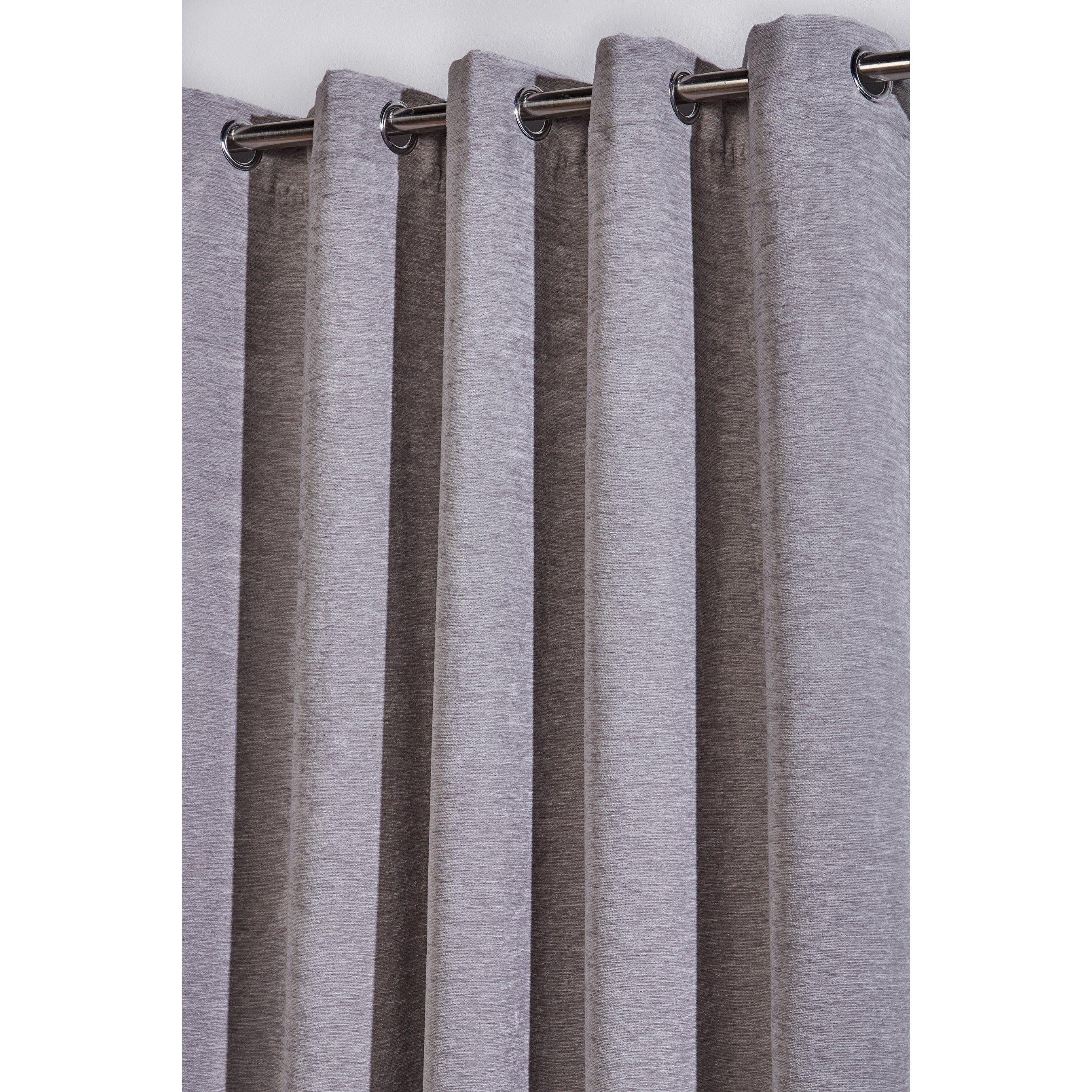 Grey - Homelife - Chenille Woven Eyelet Curtains - 2