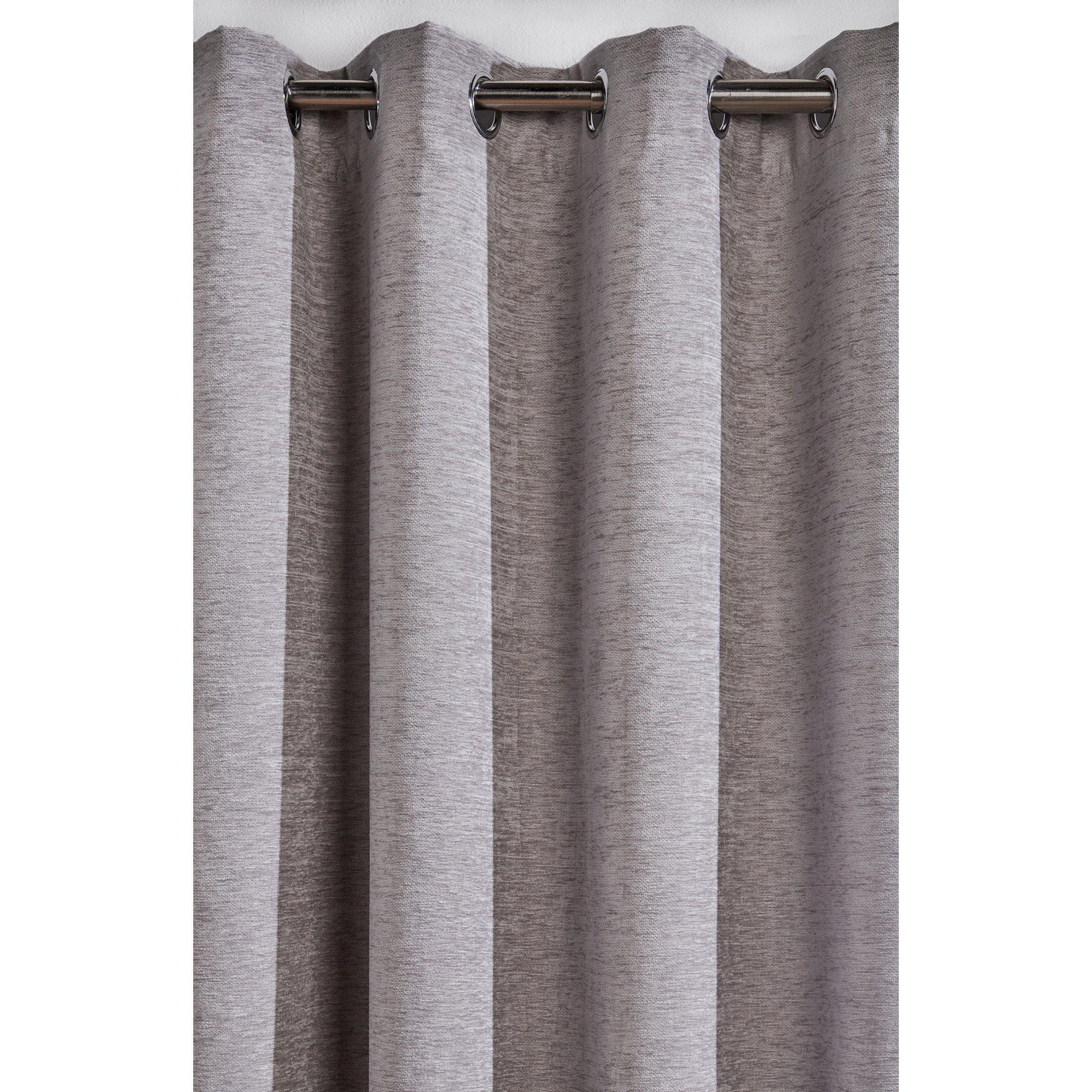 Grey - Homelife - Chenille Woven Eyelet Curtains - 3