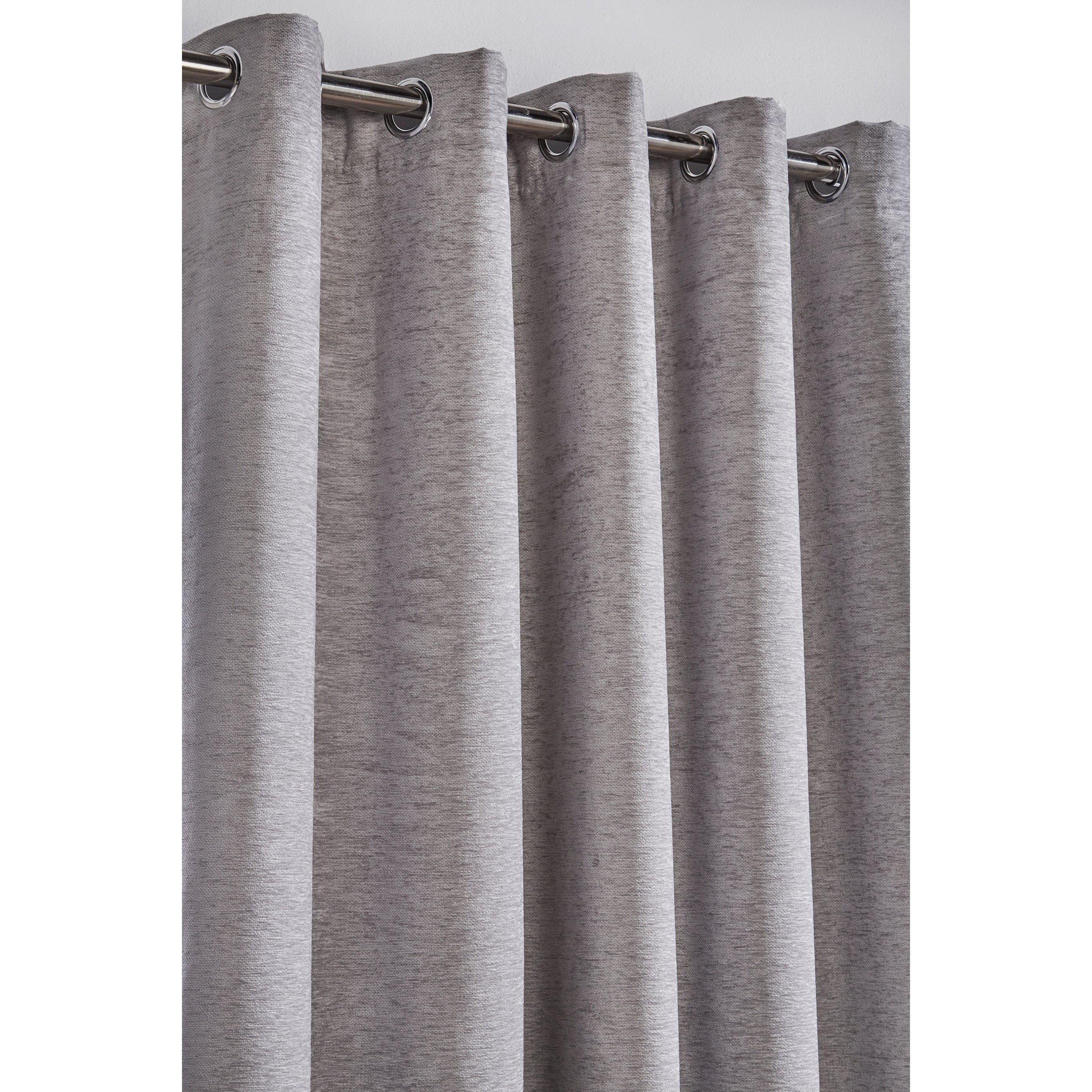 Grey - Homelife - Chenille Woven Eyelet Curtains - 4